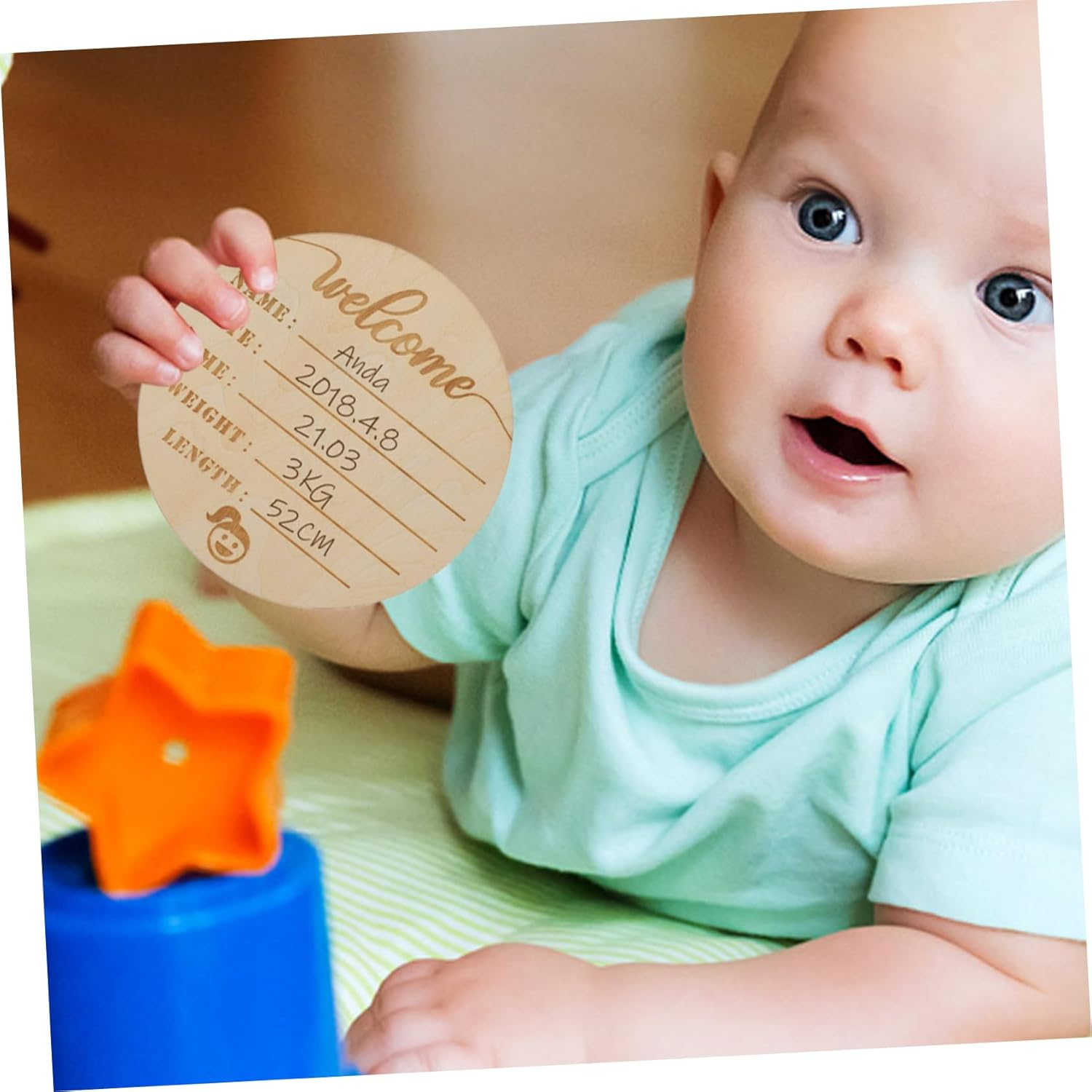 HANABASS 6Pcs Wooden Birth Milestone Cards Newborn Monthly Announcement Signs Durable Photo Props for Girl Milestone Photography image number 5