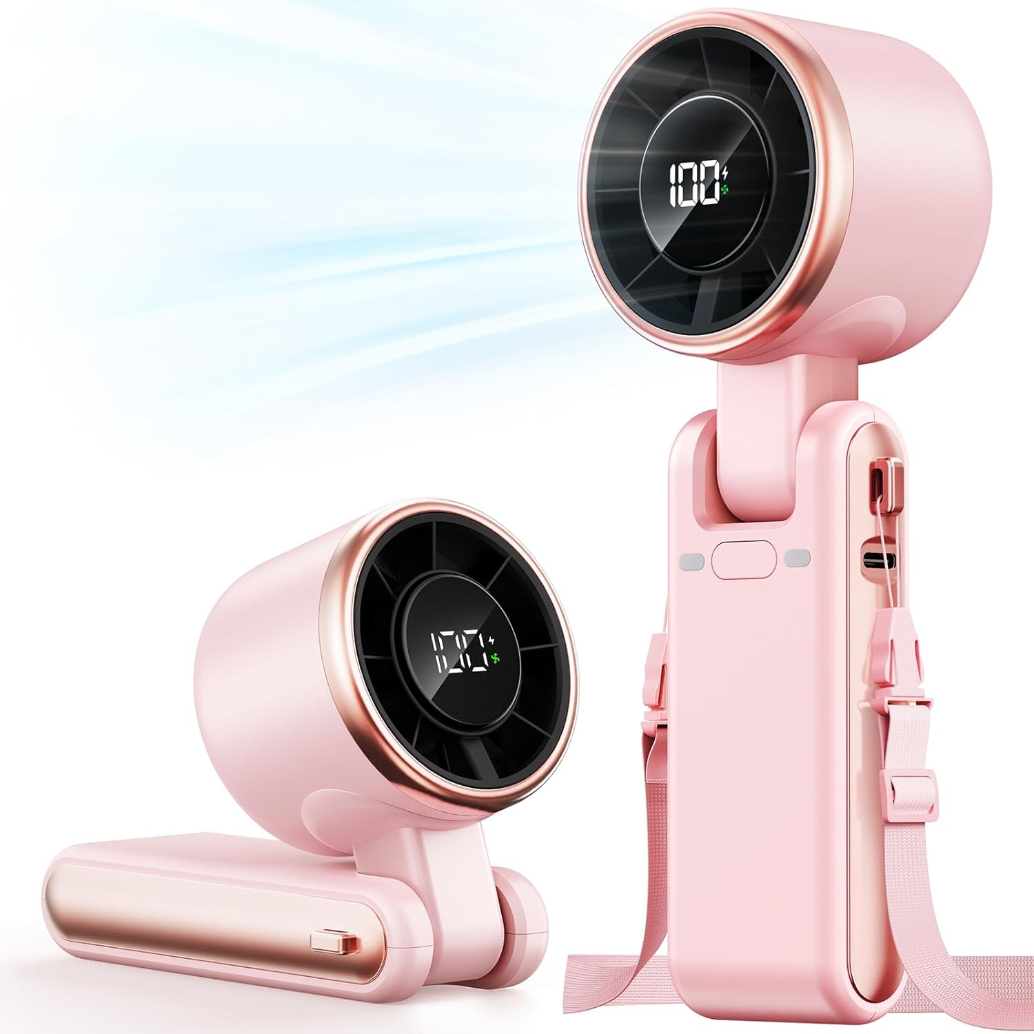 SWEETFULL Portable Handheld Turbo Fan, 13500PRM High Speed Personal Fan Rechargeable, 5 Gear Mini Powerful Fan Wearable, Travel Essentials, Gifts for Women Men, Vacation Beach, Black