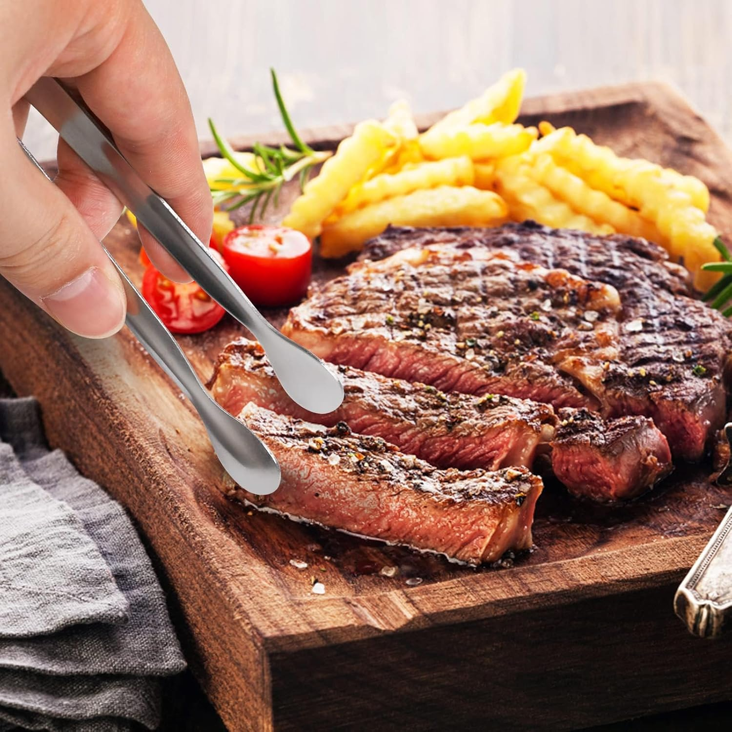 12 Pack 4" Mini Silver Stainless Steel Serving Tongs, Appetizer Tongs, Sugar Tongs, Tea Party, Coffee Bar, Catering, Charcuterie Board, Dishwasher Safe image number 3