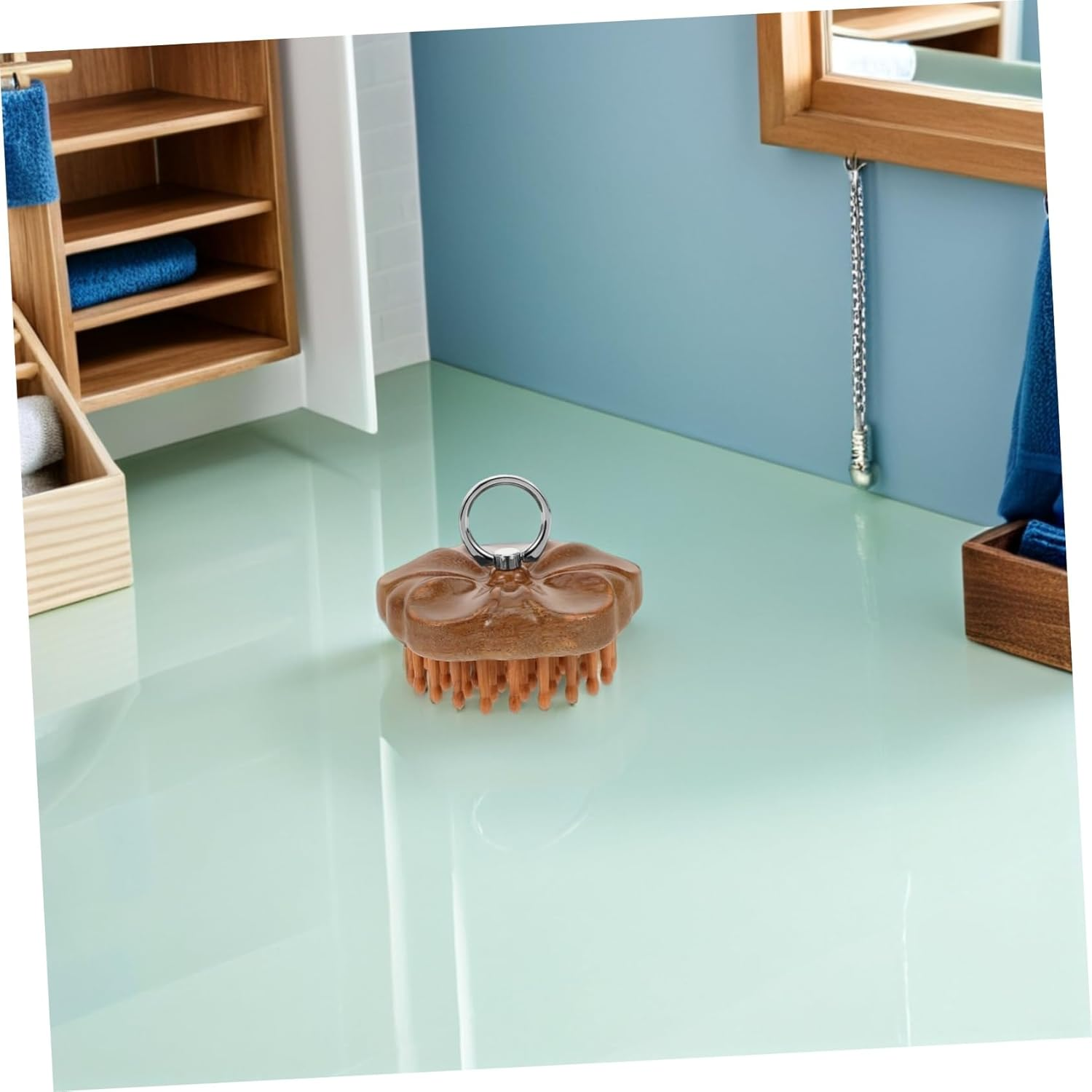 BAZEITFLOW 2Pcs Ergonomic Wooden Scalp Massage Brush with Ring Handle Fine Teeth Comb for Meridian Acupoint Stimulation Dandruff Removal Relaxation and Sleep Improvement for Home Use image number 6