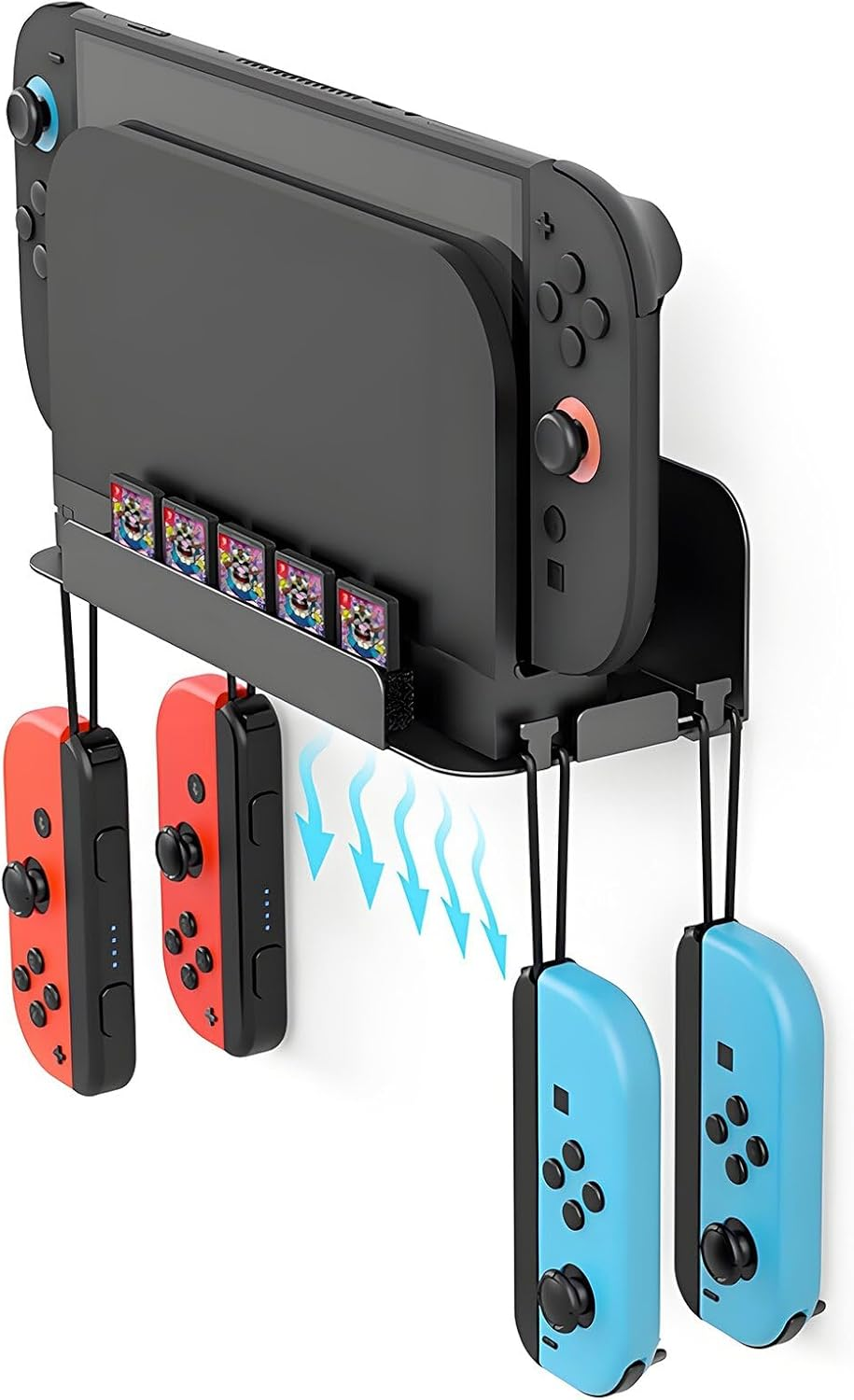 Crspexil Wall Mount for Switch and Switch 2, Metal Wall Mounted Kit Bracket Accessories, with 5 Game Card Holders and 4 Joy Con Hangers, Safely Store the Switch Console near the TV or in the Bedroom image number 1