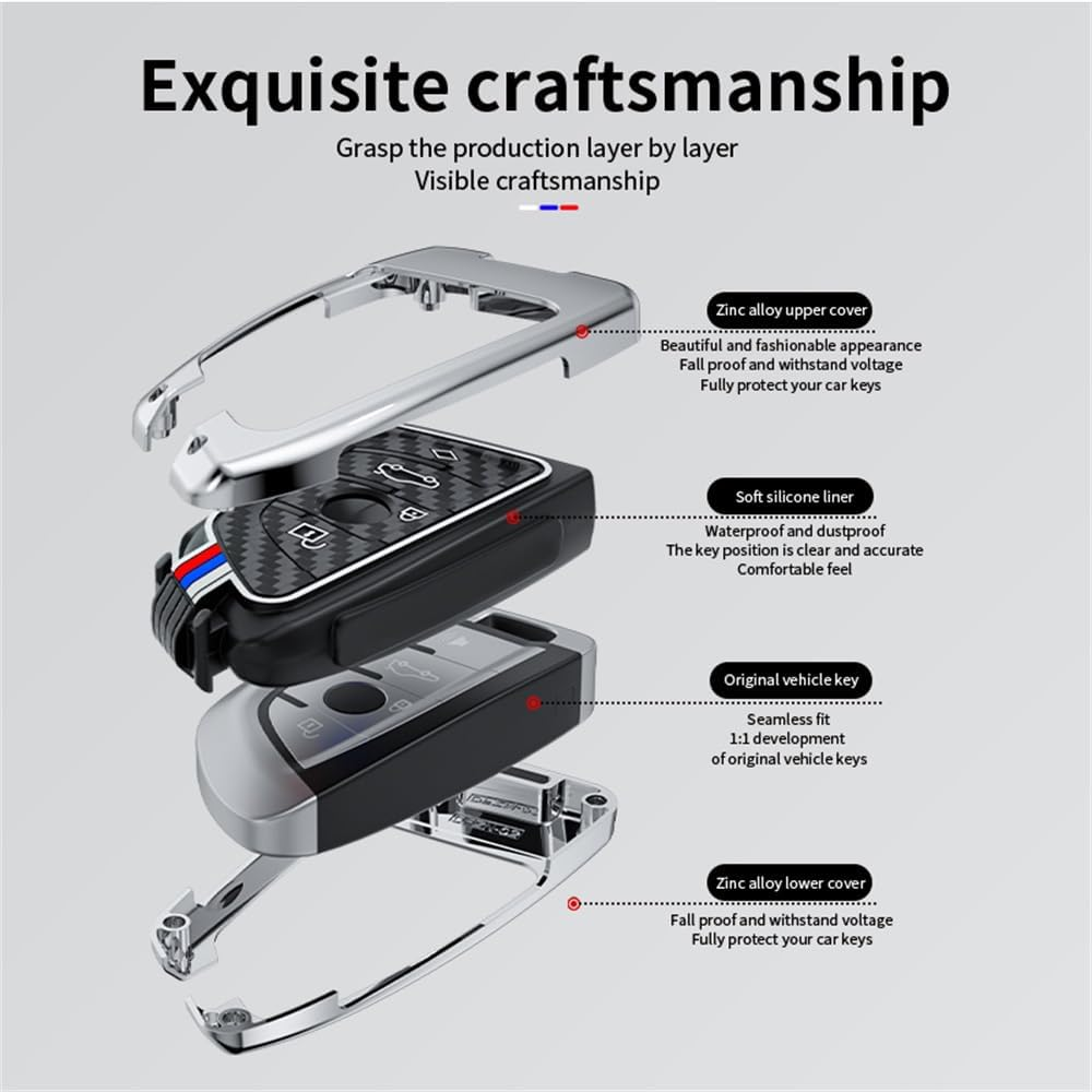 Ontto Luminous Car Key Cover Fit for BMW X1 X3 X4 X5 X6 1 2 3 5 7 Series G20 G02 G05 G31 G23 Key Holder Alloy Silicone Smart Shell Case Keyring Keychain Auto Styling Accessories Silver B1 image number 6