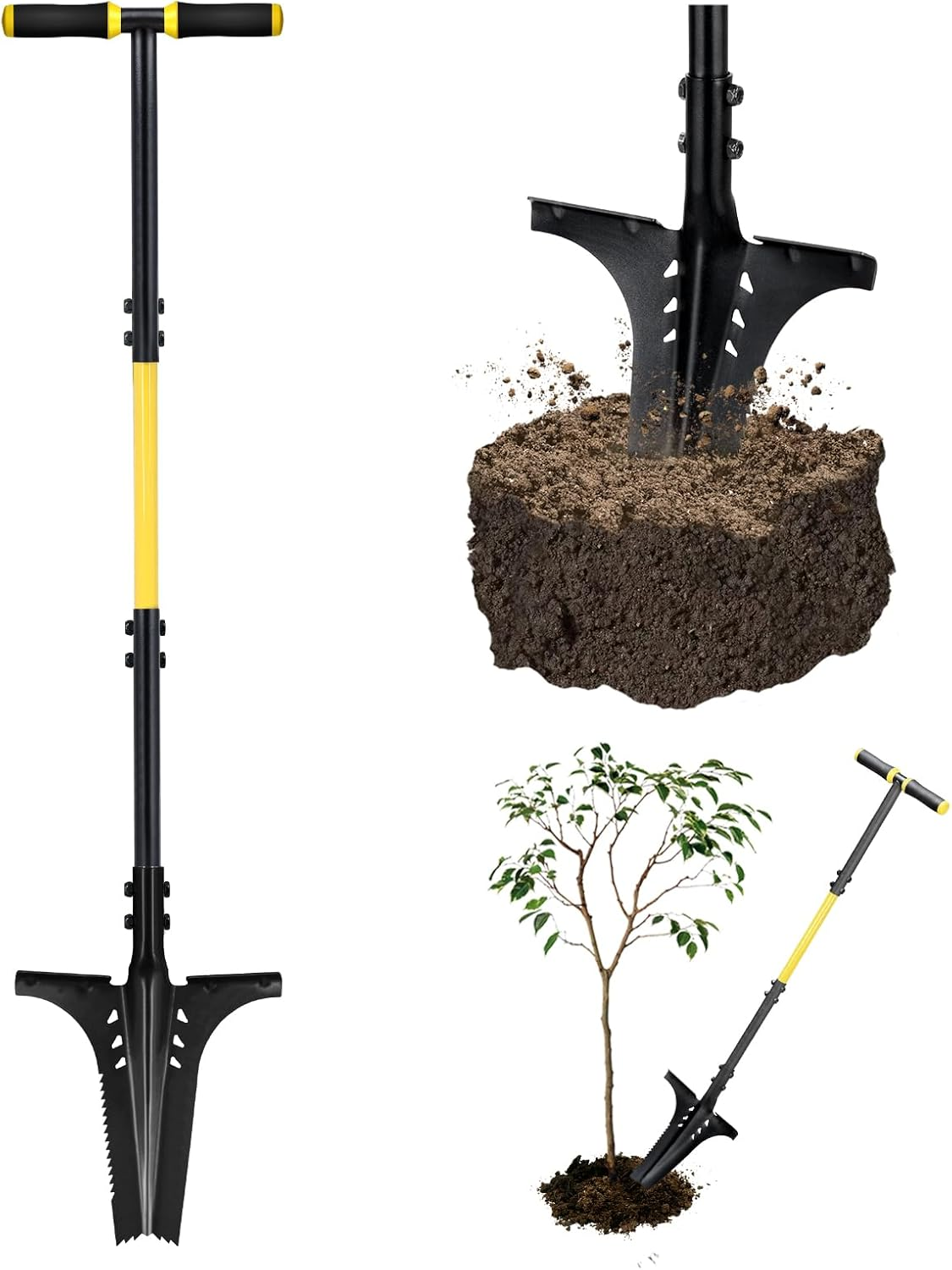 Jardineer Garden Shovels for Digging with Long Handle, Root Shovel for Cutting Roots with Comfortable Grip image number 1