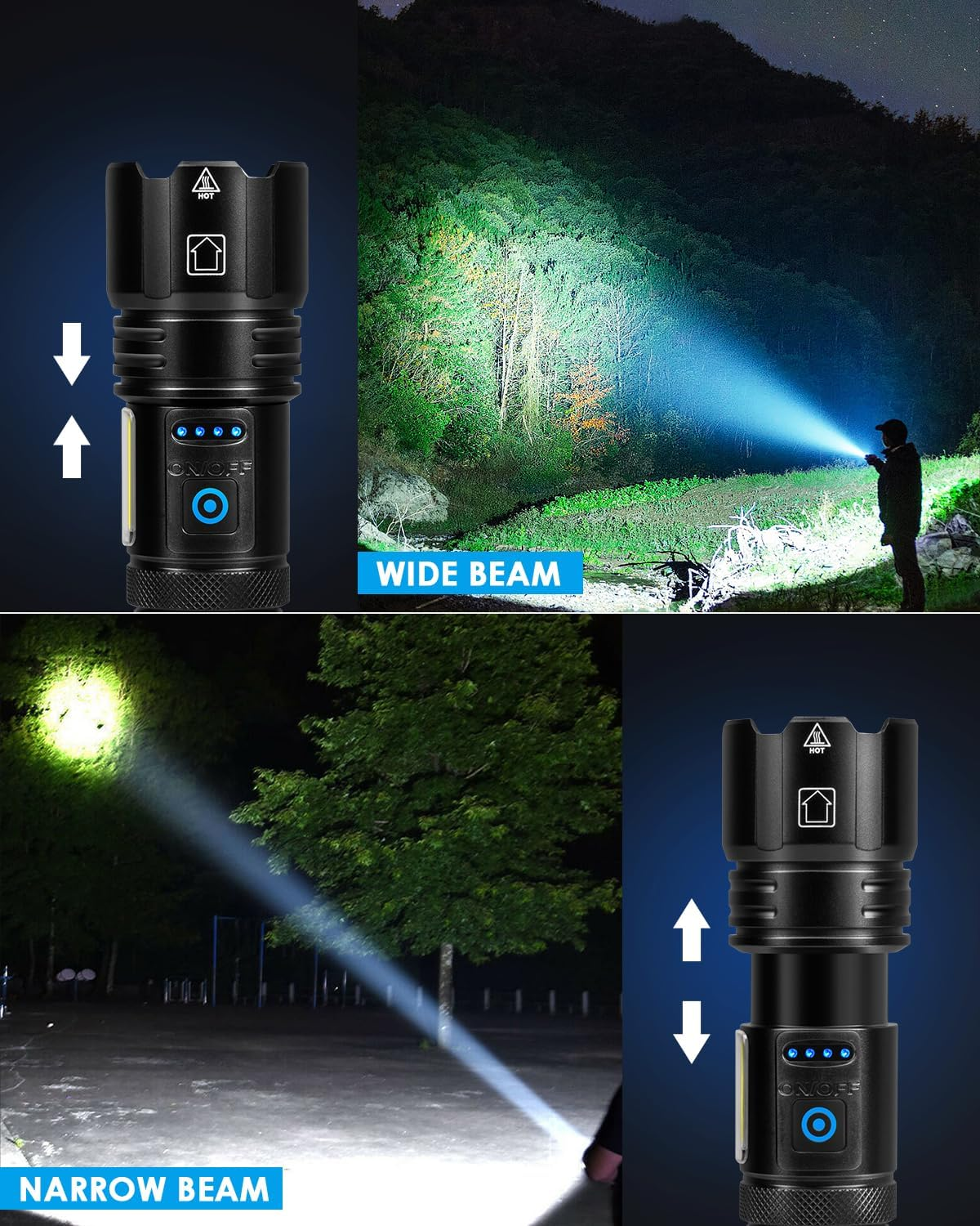 Sigoobal Flashlights High Lumens Rechargeable, 990000 Lumens Bright Flash Light, Powerful LED Flashlights, 15H Runtime, IPX7 Waterproof Flashlights for Home, Camping, 7 Modes image number 6