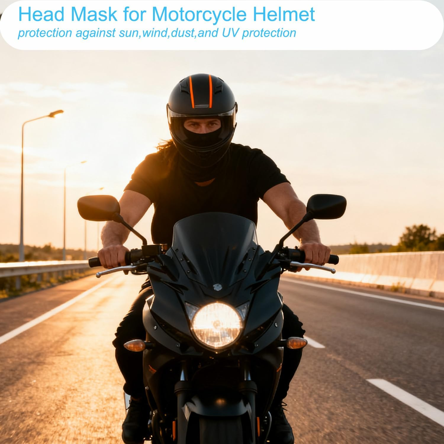 2 Pack Balaclava Face Mask, Summer Cooling Full Head Mask for Motorcycle Helmet, Sun UV Protection, Breathable Windproof Neck Gaiter for Men and Women, Black