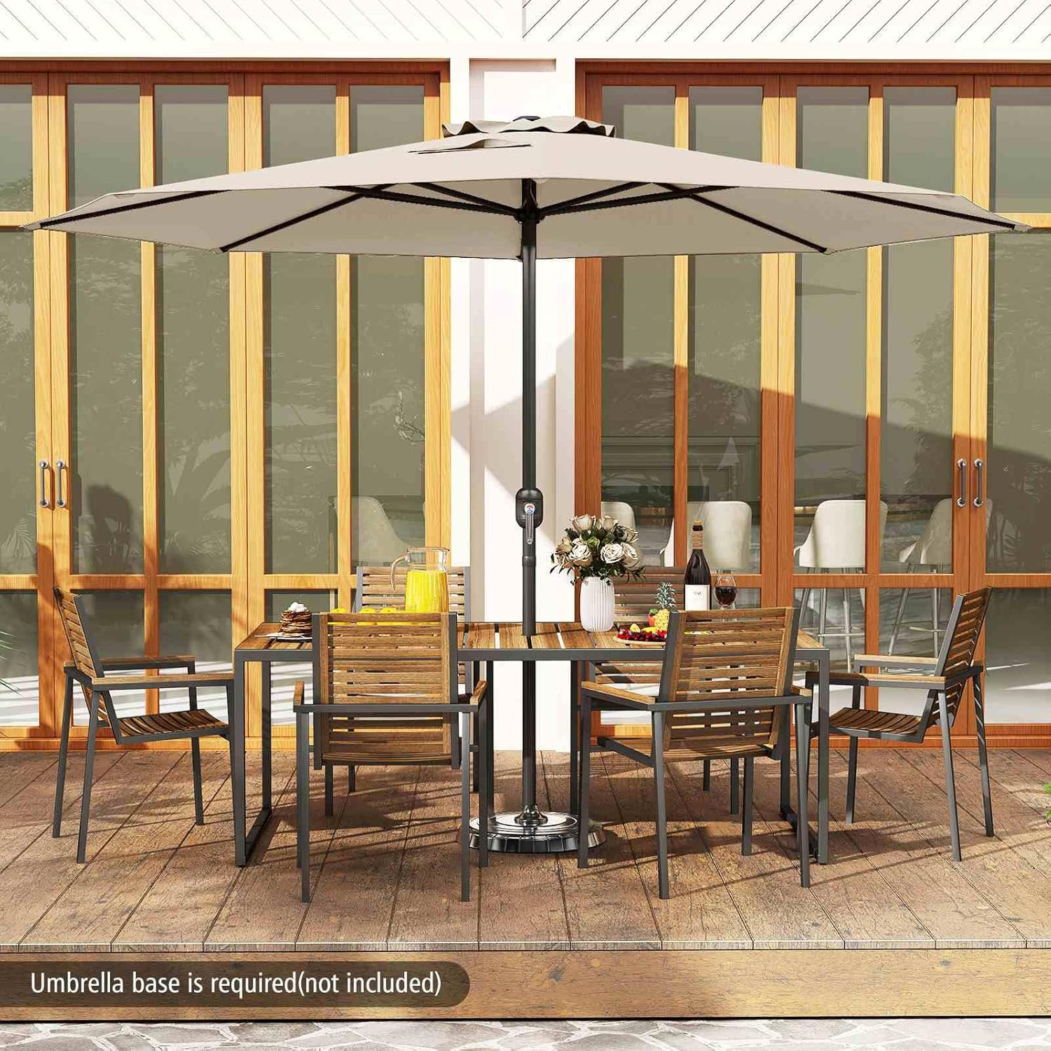 Costway 3.6 M Patio Umbrella, Outdoor Market Umbrella W/Crank Handle, 8 Sturdy Ribs, Double-Tiered Table Umbrella, Sun-Protective Waterproof Canopy round Parasol for Garden Backyard Deck Pool Lawn image number 1
