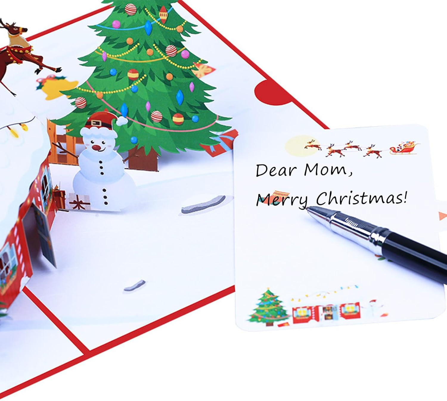Pop up Christmas Cards 3D Chirstmas Gift Cards with Envelope for Xmas (House and Tree) image number 4