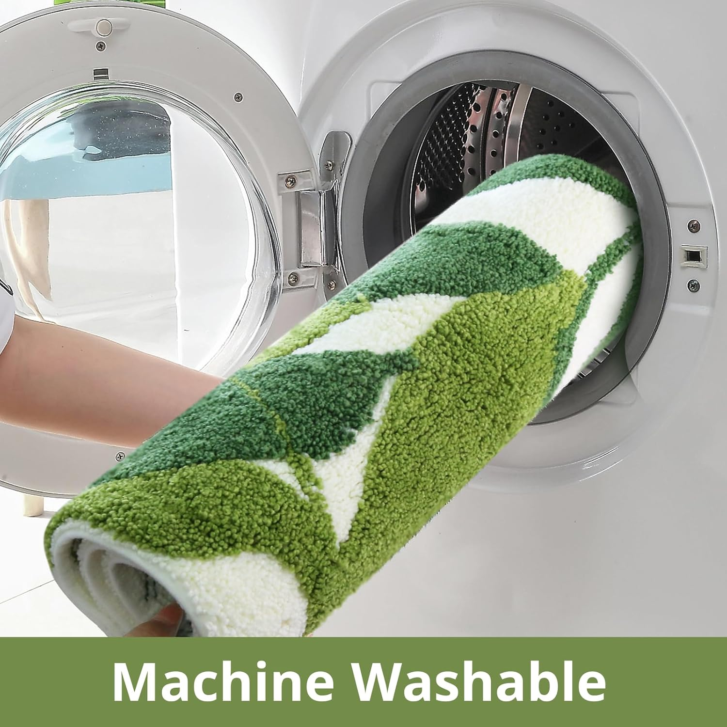 Bathroom Rugs, Non-Slip Bath Mat, 40 X 60 Cm, Extra Soft Bathroom Mat, JOMWEN Super Absorbent Fluffy Floor Rug for Bathroom,Tub, Shower Room, 16"X24" (Green) image number 3