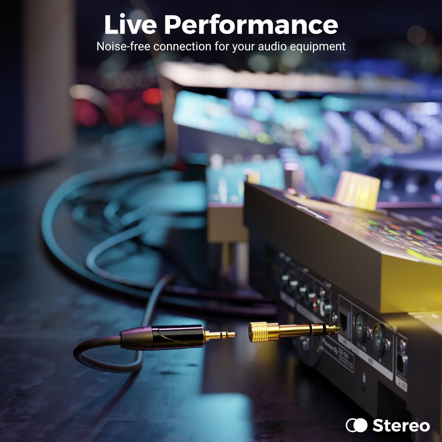 Deleycon Jack Adapter [Pack of 1] 6.35 Mm to 3.5 Mm - Stereo Audio Coupling Jack Adapter - for Headphones Guitar Hifi Receiver Amplifier Home Cinema Mixer Keyboard TRS image number 1