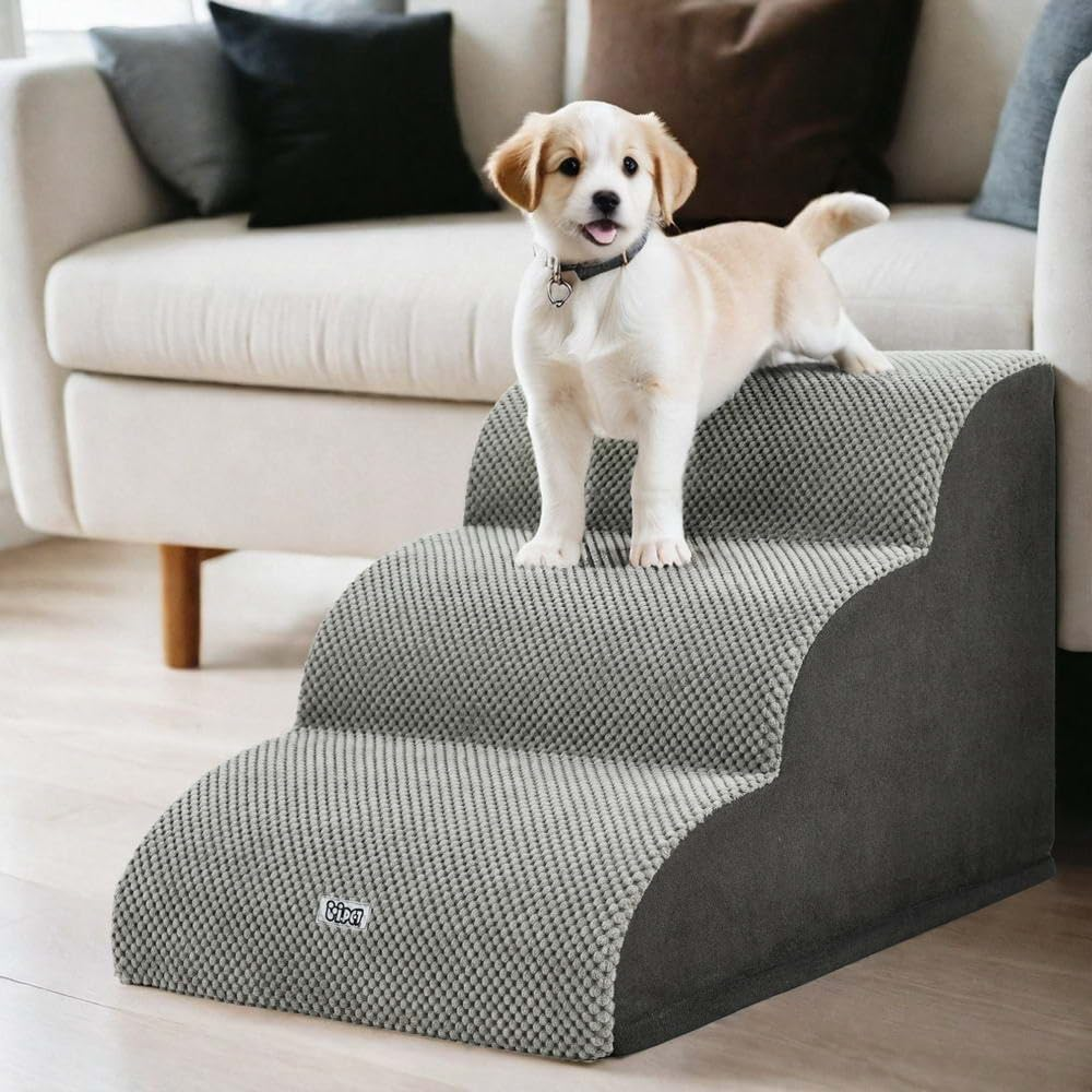 I.Pet Dog Ramp Steps for Bed Sofa Car Foam 3 Tier Pet Cat Stairs Portable Indoor image number 5