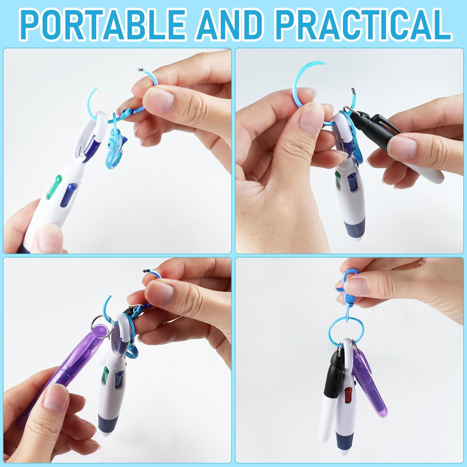 HOYDATE 8Pcs Mini Highlighter Nurse Pen Pack Set Nurse Pens for Badge Include Tip Highlighter 2 Permanent Marker Pens and 2 Retractable Ball Pen with 2 Nursing Keychain Clip (Rose Red+Blue) - Black+Orange image number 7