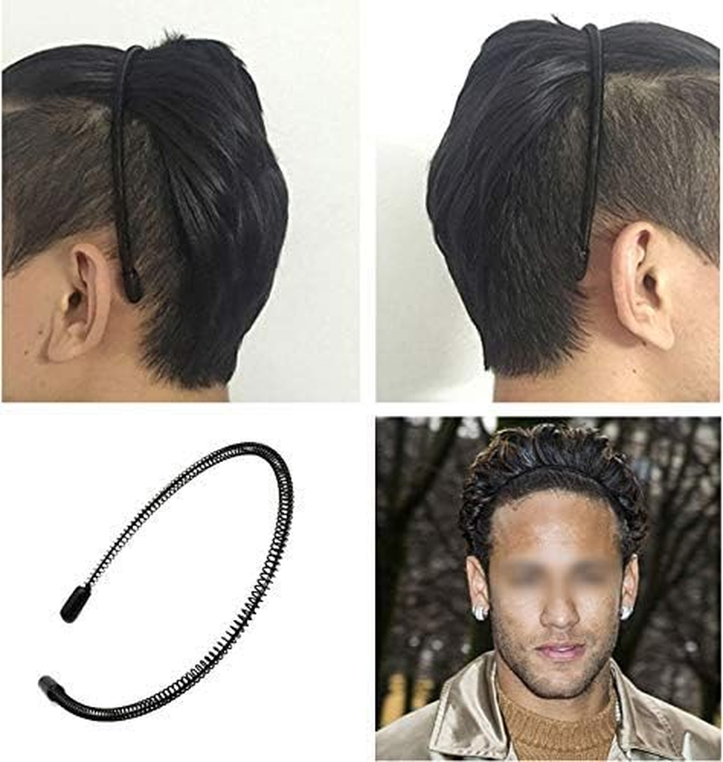 Men'S Slicked Back Headband, Outdoor Sports Fashion Pigtail Hair Band/Never Paint-Shedding Metal Head Buckle Clip for Mens Long Hair, Braid and Other Hair Styles Small Spring - Spring Wave image number 4