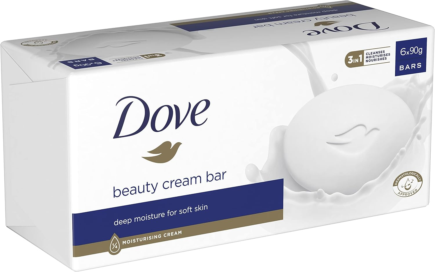 Dove Original Beauty Bar Soap with &frac14; Moisturising Cream for Softer, Smoother, Healthier-Looking Skin 6X 90 G image number 3