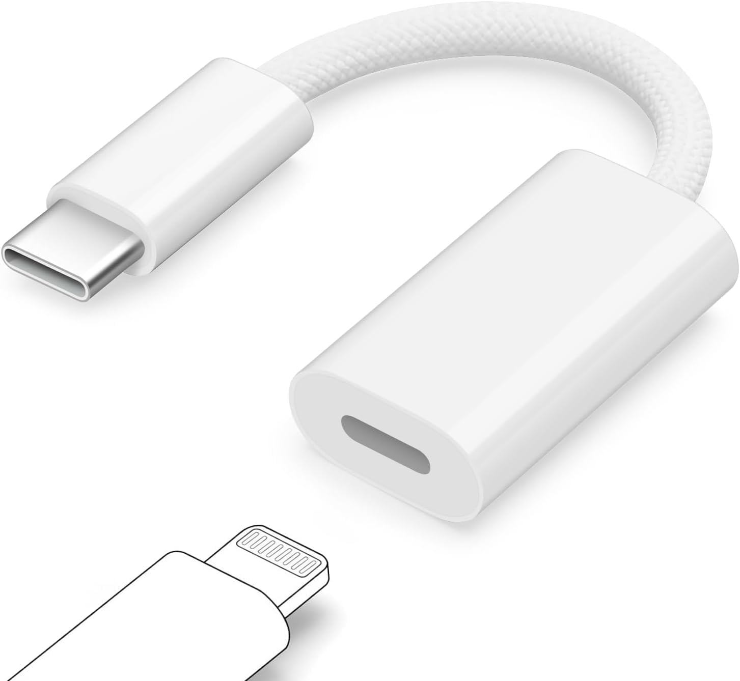 FARLINK USB C to Lightning Headphone Audio & Charging Adapter, 5-In-1 Charging/Data Transfer/Audio Adapter/Phone Calls/Control Music for Iphone 17/16/15, Ipad Pro, Macbook, Galaxy (Braid Cable) image number 2