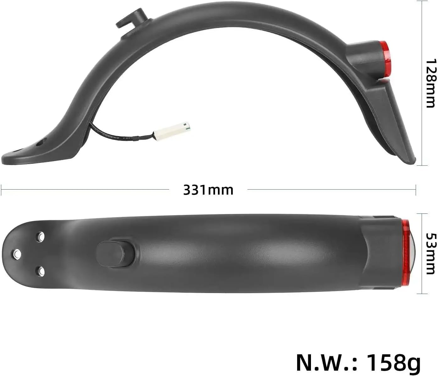 Buziba Scooter Rear Fender with Tail Light for Xiaomi M365/1S/Pro/Pro2 Electric Scooter Replacement Accessories Rear Mudguard Bracket image number 2