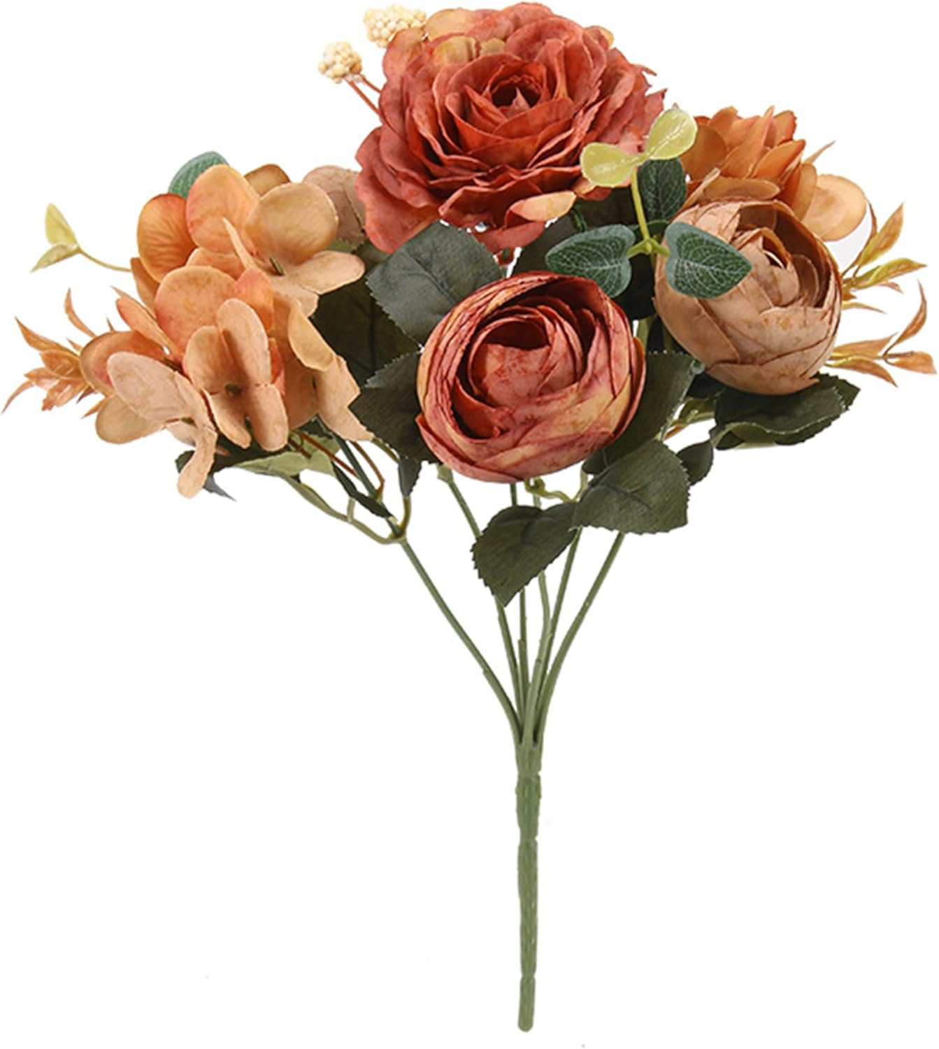 AU018-4 Artificial Hydrangea and Camellia Flowers Pink Bouquet Lifelike Fake Floral Home Office Shop Wedding Party Decor,Real-Touch Fabric and Plastic,29Cm(11.4")