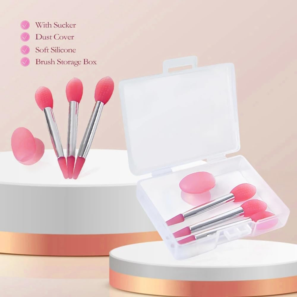 Silicone Lip Brush Makeup Eyebrow Lipstick Brushes Applicator Cosmetic Brush Set Silicone Brushes Wands Fit Balm Mask Oil Pink (10PCS) image number 6
