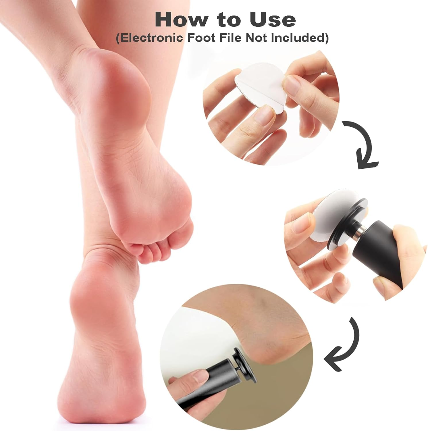60 PCS Replaceable Sandpaper Discs, 80 & 120 Grit Pad Refills for Electric Foot File Callus Remover Machine Foot Hard Dead Skin Removal image number 5