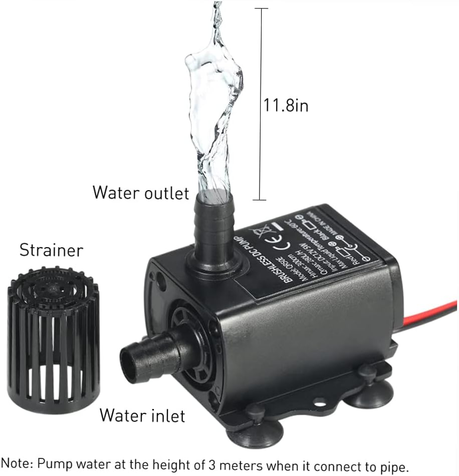Eacam Ultra-Quiet Mini USB DC5V 4.8W 300L/H Lift 300Cm Brushless Water Pump Waterproof Submersible Fountain with Flow Adjustment Function image number 3