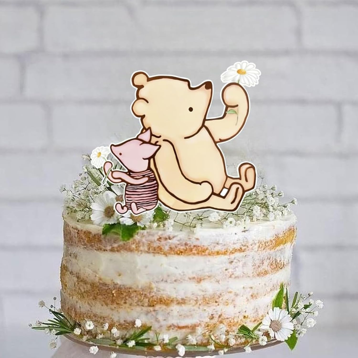 1PCS Winnie Cake Topper Welcome Baby Acrylic 5Inch Cake Toppers Cupcake Toppers Classic the Pooh Baby Shower Decorations Winnie Birthday Party Supplies
