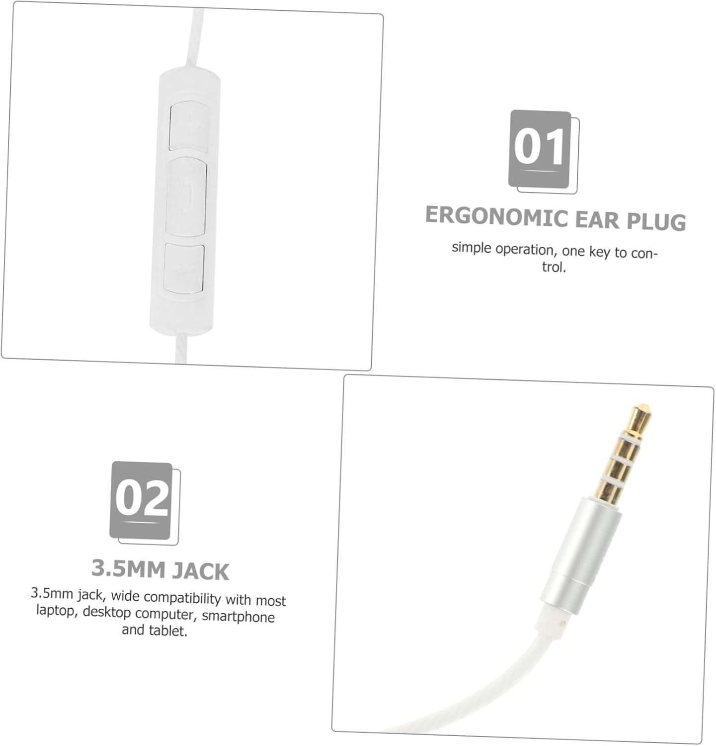 Homoyoyo -Ear Headphones Earbuds with 3.5Mm Jack Ergonomic Design Strong Bass Compatible with Phone Tablet Laptop Desktop Computer image number 4