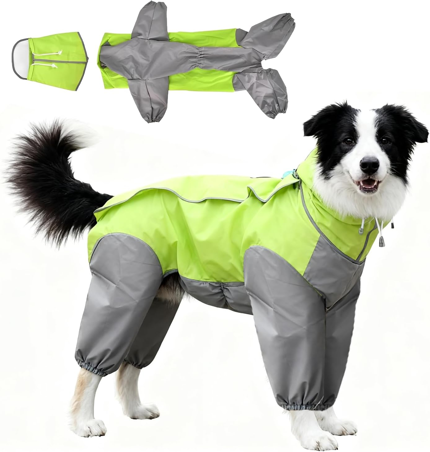 Norhogo Dog Clothes, Waterproof Dog Coat with Hood, Adjustable Waterproof Poncho, Lightweight, Quick-Drying Rain Jacket, Pet Accessories for Dogs, Medium/Large Size (26, Green) image number 4