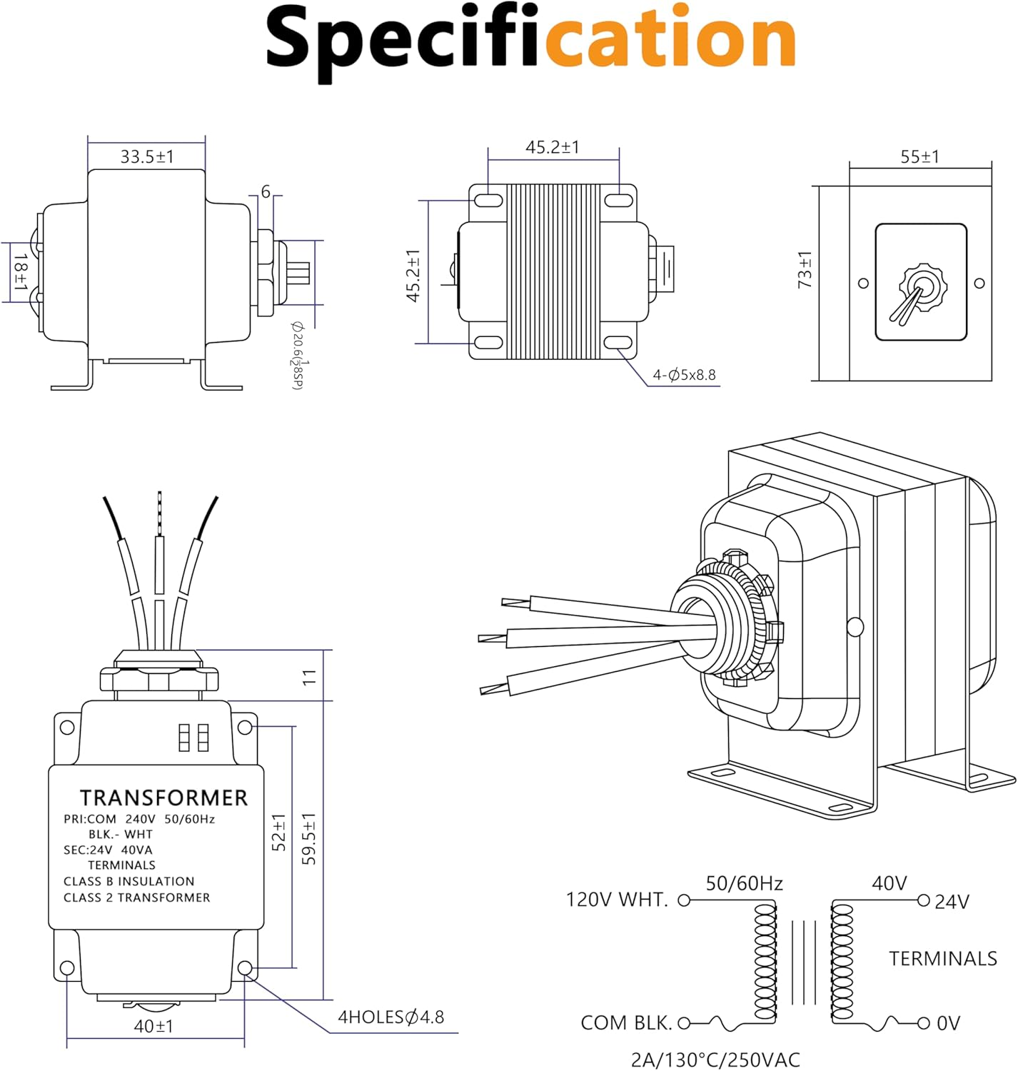 Arayuu 24V 40VA Thermostat and Doorbell Transformer Adapter Compatible with Nest Hello Doorbell, Ecobee, Saswell, Nest, Sensi and Honeywell Thermostat, All Versions of Ring Doorbell Power Supply image number 2