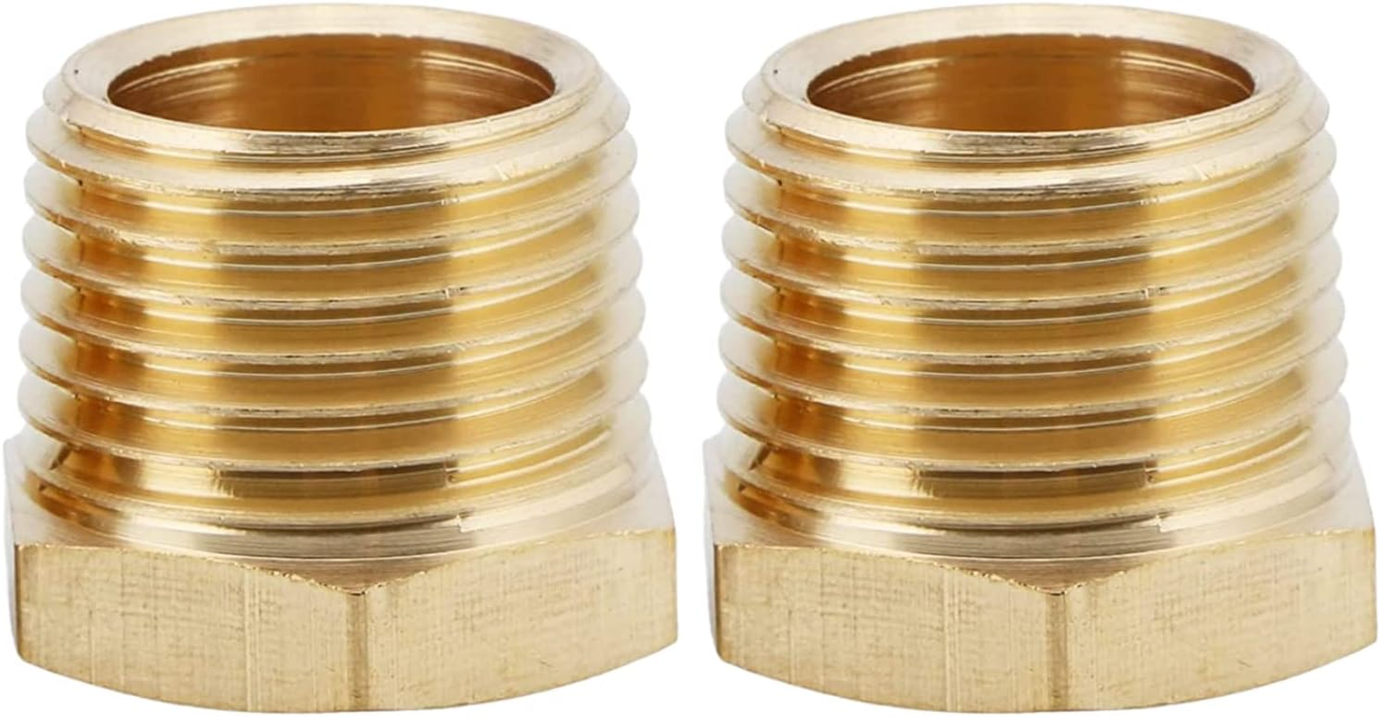 2Pcs 1" NPT Male X 3/4" NPT Female Brass Reducer Hex Bushing Threaded Fitting Adapter by CX WONDERLAND image number 1