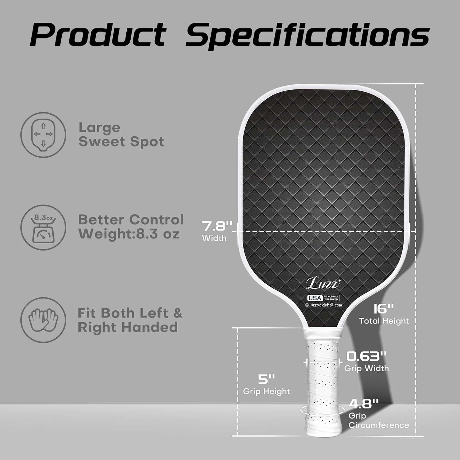 Luzz Pickleball Paddle Set of 2, USAPA T700 Carbon Fiber Pickleball Paddles Set Includes 4 Pickleballs &1 Bag,Lightweight 2 Pack Pickle Ball Paddles,Sandblasted Surface image number 4