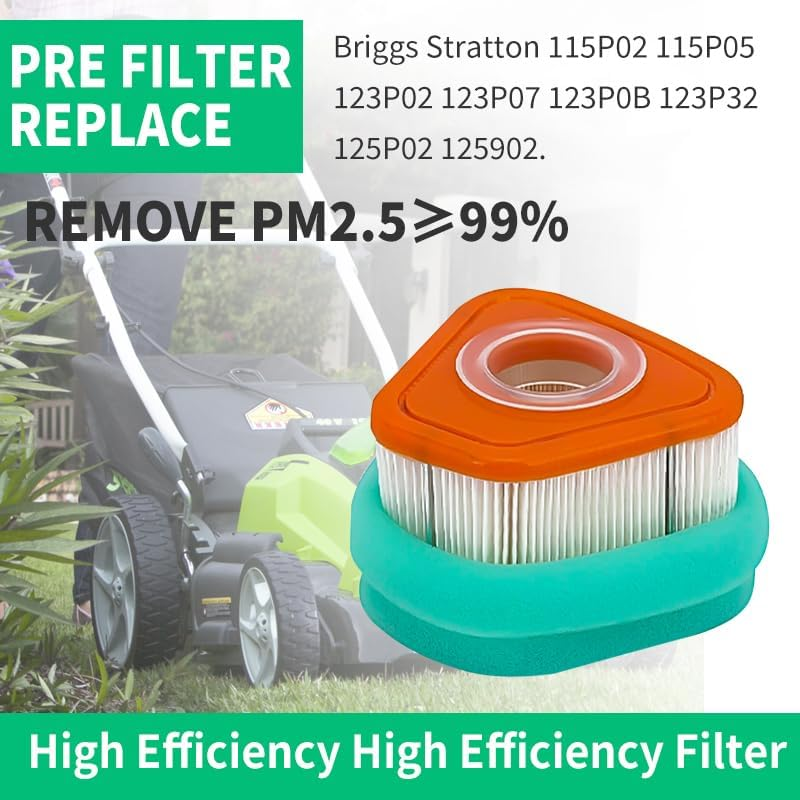 Air Filter 597265 595853 Air Filter for Briggs Stratton 115P02 115P05 123P02 123P07 123P0B 123P32 125P02 125902 Air Filter for Briggs Stratton 595853 597265 2Pcs Air Filter image number 4