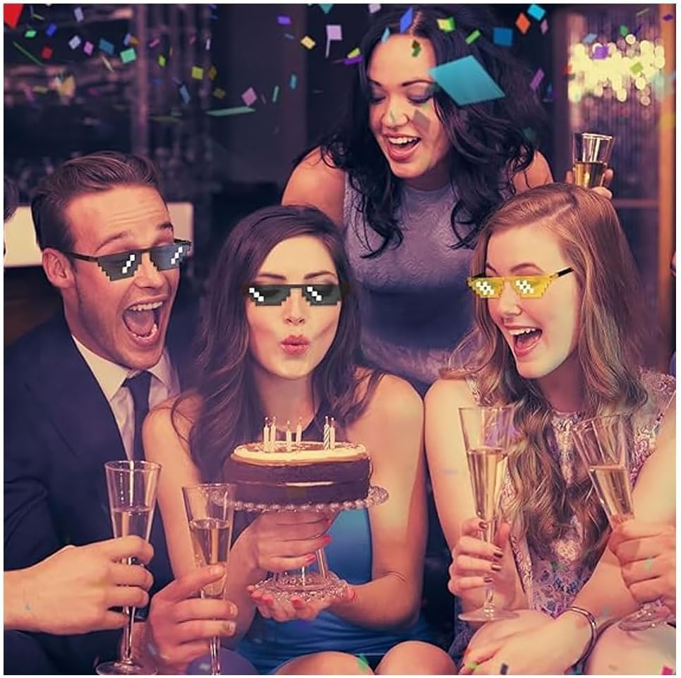 Sunglasses,Pixelated Mosaic Glasses,Party Glasses,Retro and Nostalgic,Funny Glasses,Photo Props image number 2