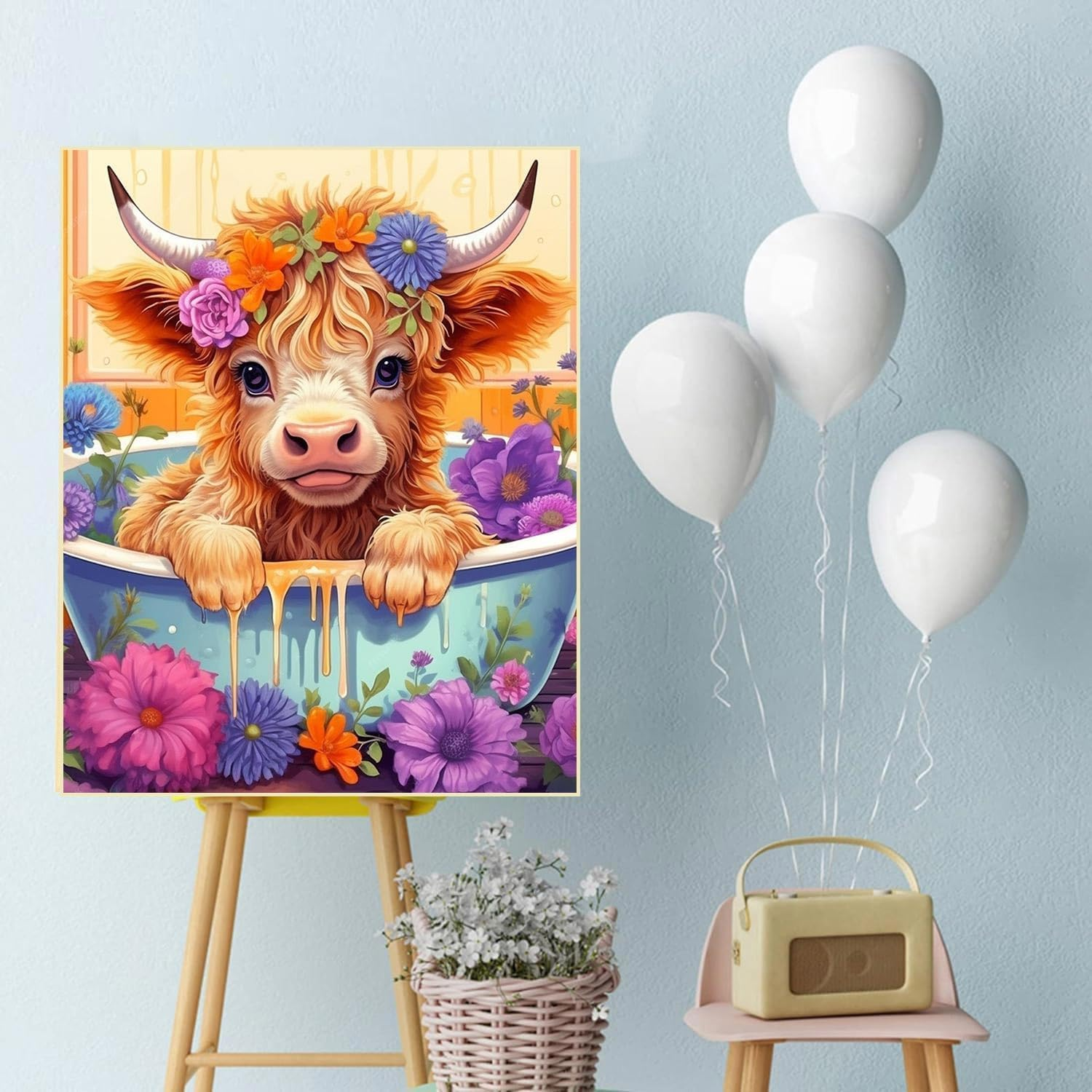 Diamond Painting Kits for Adults, Cow 5D DIY Diamond Art Kits Full Drill Diamond Dots for Gift Wall Decor and Relaxation Gem Arts 12X16 Inch image number 5