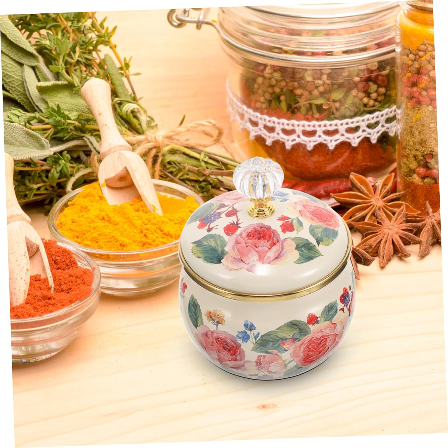 Mikinona Enamel Spice Jar for Home and Restaurant for Seasoning and Candy Storage and Functional image number 2