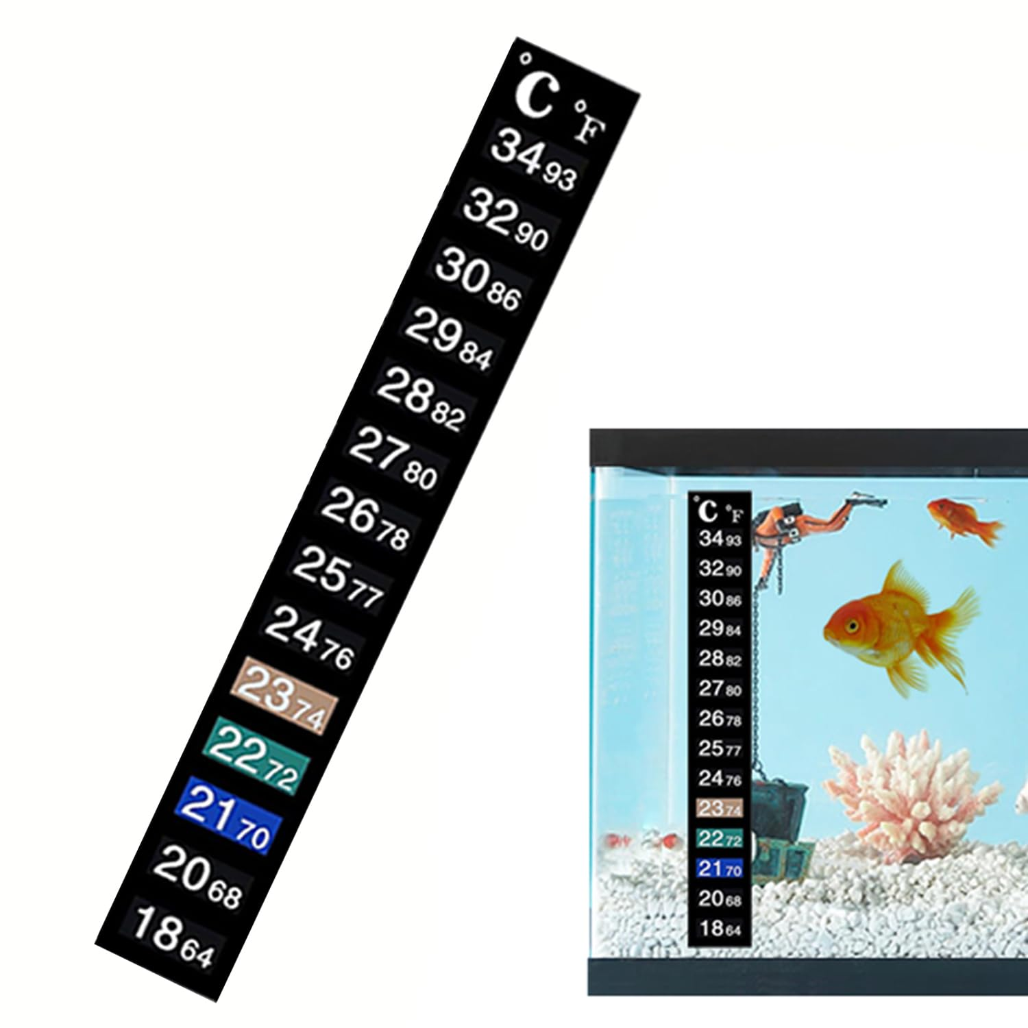 Aquarium Thermometer Fish Tank Sticker Temperature Strip Dual Scale image number 3