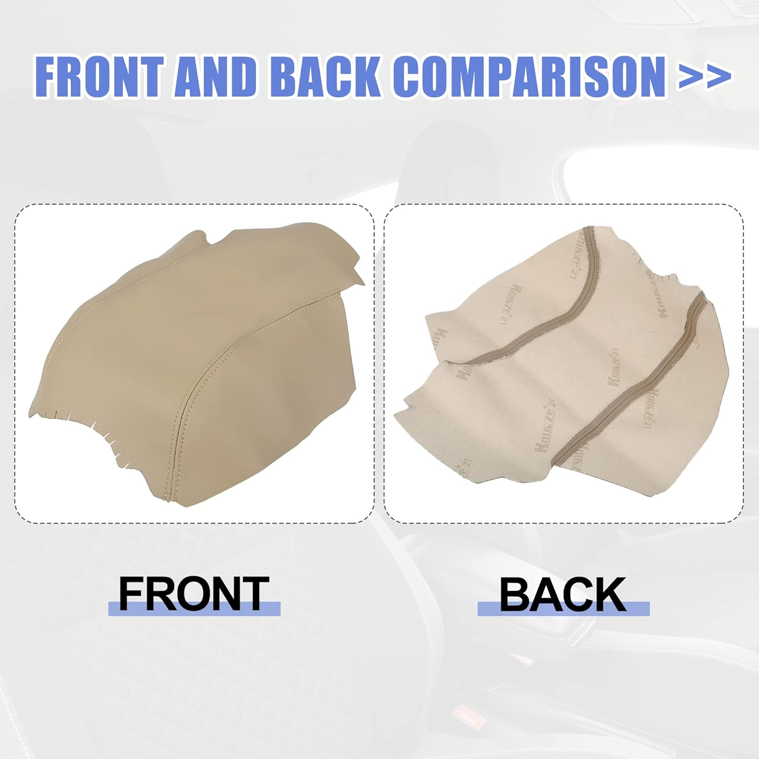 X AUTOHAUX Car Center Console Lid Armrest Seat Box Cover Protector Replacement Microfiber Leather for Land Rover for Range Rover Sport 2006-2013 Beige Leather image number 3