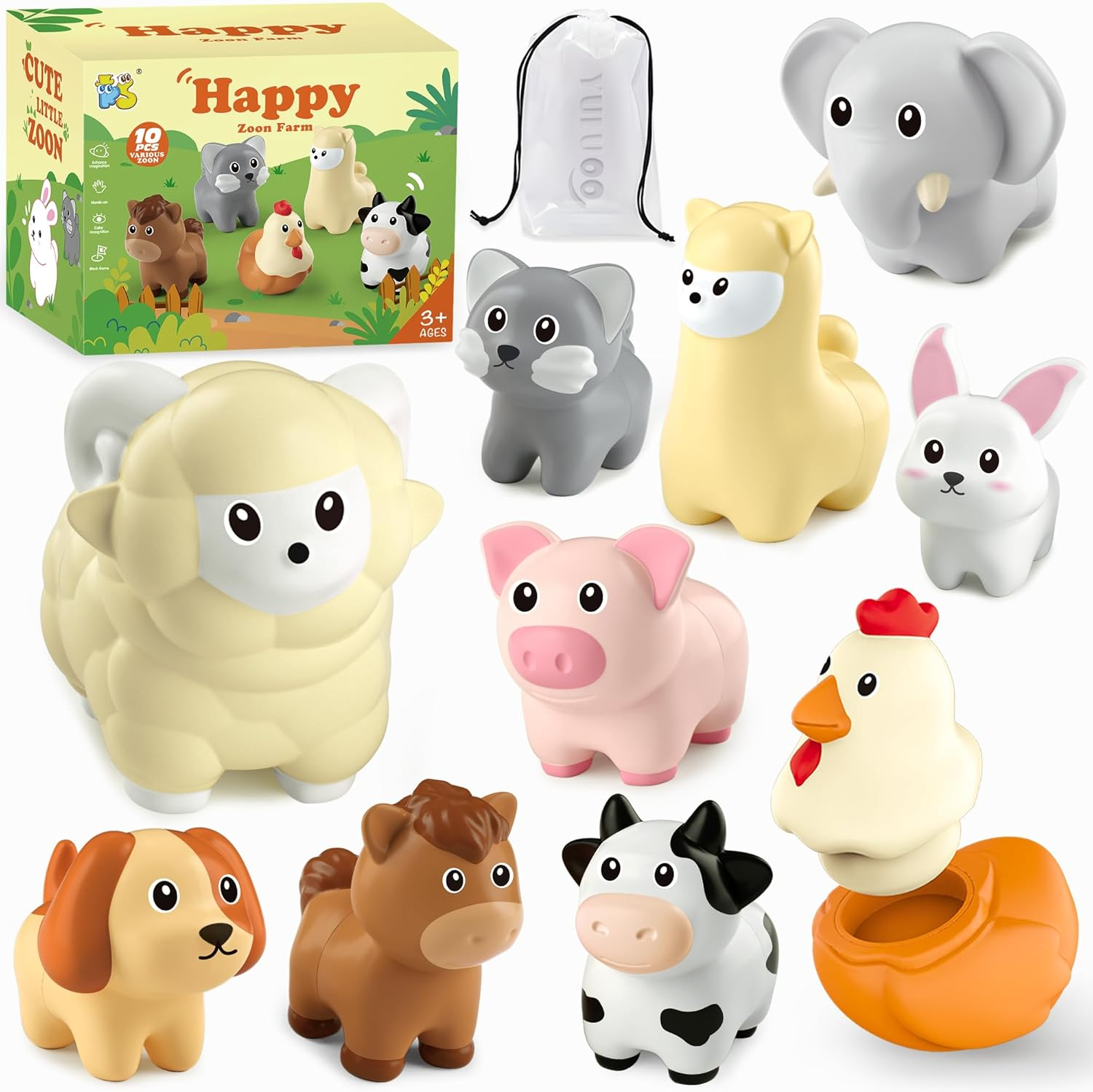 Animal Learning Toys Set for Toddlers 3 4 5 Year Old,10Pcs Montessori Matching Fine Motor Toy with Different Animal Figures, Christmas Birthday Toys for Baby Boys & Girls 4 5 6 7 8 Years Old image number 3