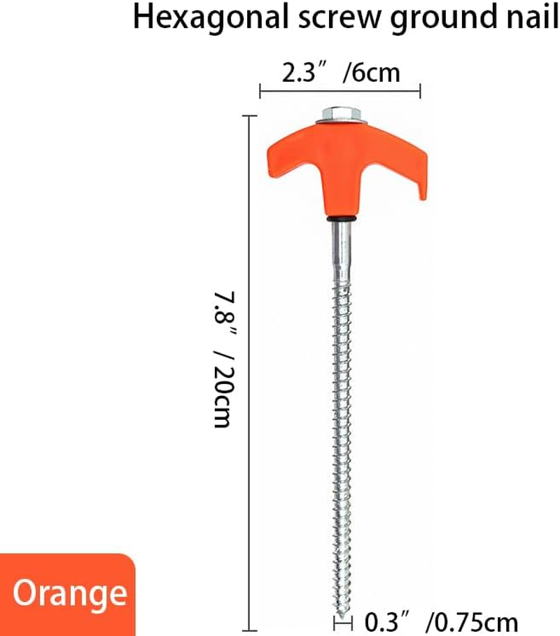 Virellisee Screw in Tent Pegs Ground Anchors Kit (8 Pack 8" + 4 Y-Shape Stakes + 4Pack Ropes + Storage Bag) for Camping, Hiking, Backpacking, Windproof Reinforcement Portable Outdoor Gear image number 2