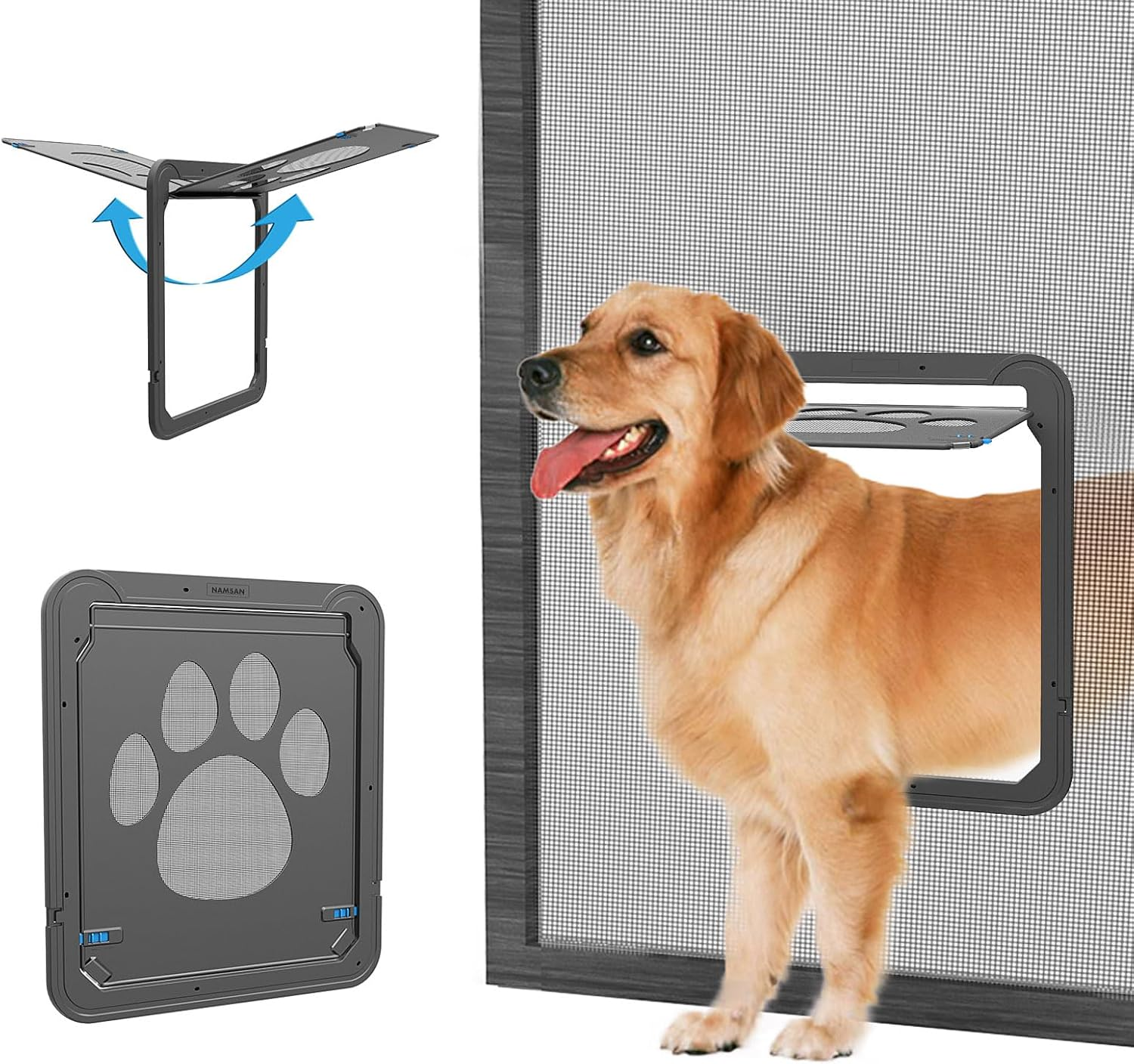 NAMSAN Pet Flap Dog Flap Cat Flap for Fly Screen with Magnet Closed image number 5