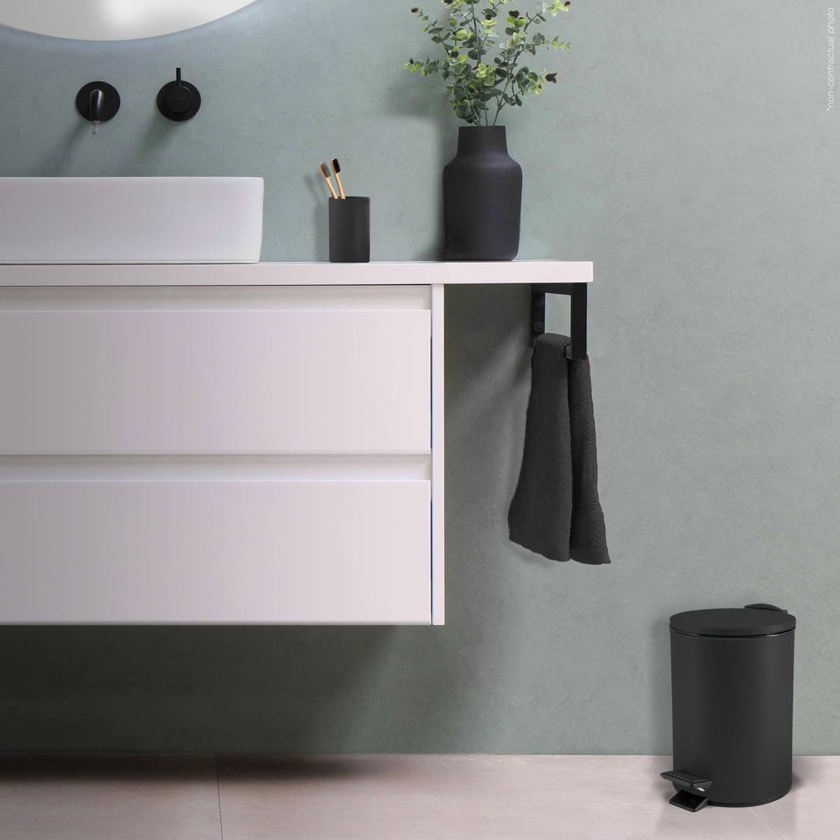 Spirella Adelar Cosmetic Bin 3 Litres Stainless Steel with Soft-Close Mechanism and Inner Bucket Bathroom Rubbish Bin Soft Close Black - Ice Blue Matt image number 6