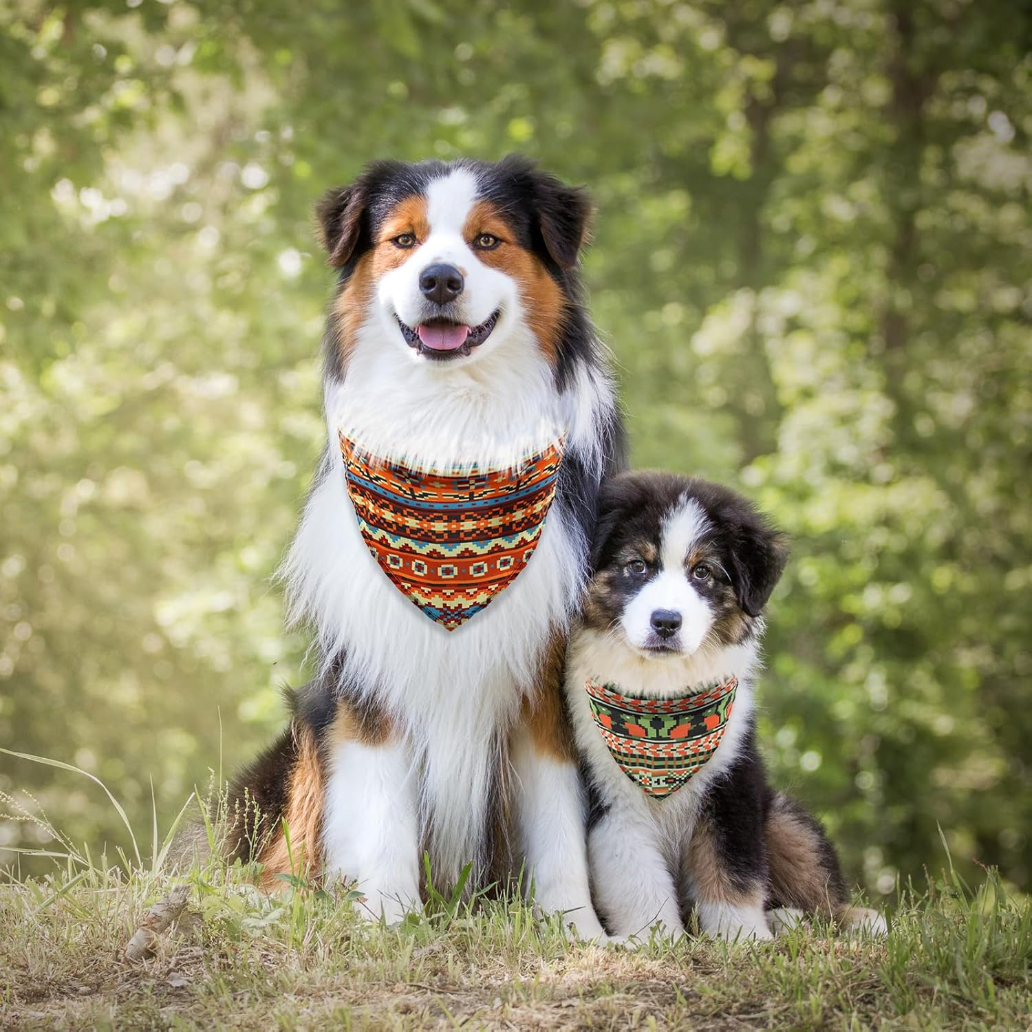 SLSON Pack of 4 Dog Bandanas Fair Isle Style Pattern Pet Triangle Headscarves Adjustable Dog Bandana for Small Medium Large Dogs Cats image number 2