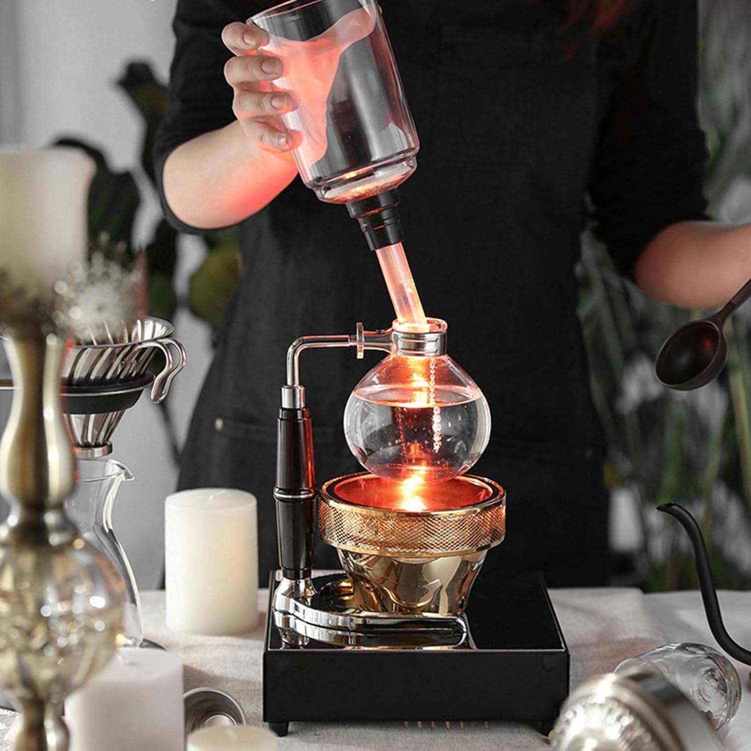 Fenteer Siphon Coffee Maker 3/ Vacuum Coffeemaker for Kitchen and Office - 160X110X360Mm image number 2