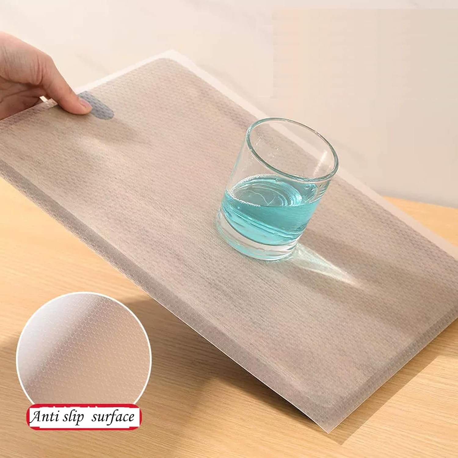 Shelf Liner，60Cm X 500Cm Non Slip Drawer Liner,Clear Non Adhesive Cupboard Kitchen Drawer Liners,Plastic EVA Protector Mat for Storage Drawers, Kitchen Shelf, Pantry Shelf,Cabinet image number 1