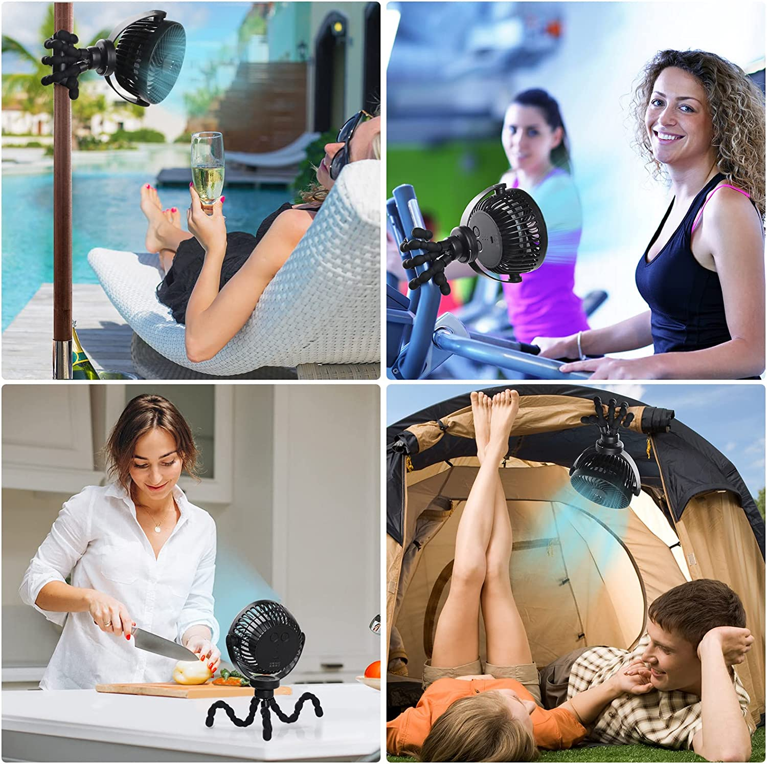 Simpeak Mini Portable Stroller Fan with Flexible Tripod, Rechargeable Small Clip on Fan Stroller Fan, Rechargeable 3 Speeds 360&deg; Rotatable Handheld Cooling Fan for Stroller Car Bike Camping Travel image number 4