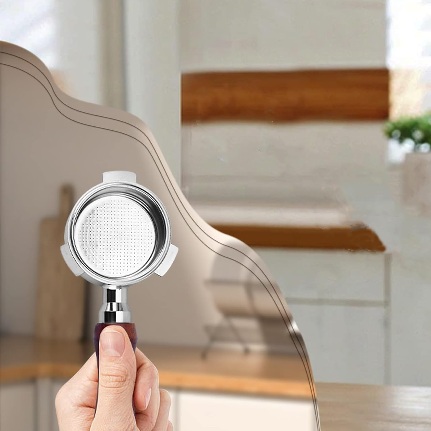 51Mm Bottomless Portafilter 3 Ears for Delonghi Espresso Machine EC680 and EC685 Stainless Steel Naked Portafilter along with Stainless Steel Double Shot Filter Basket image number 2