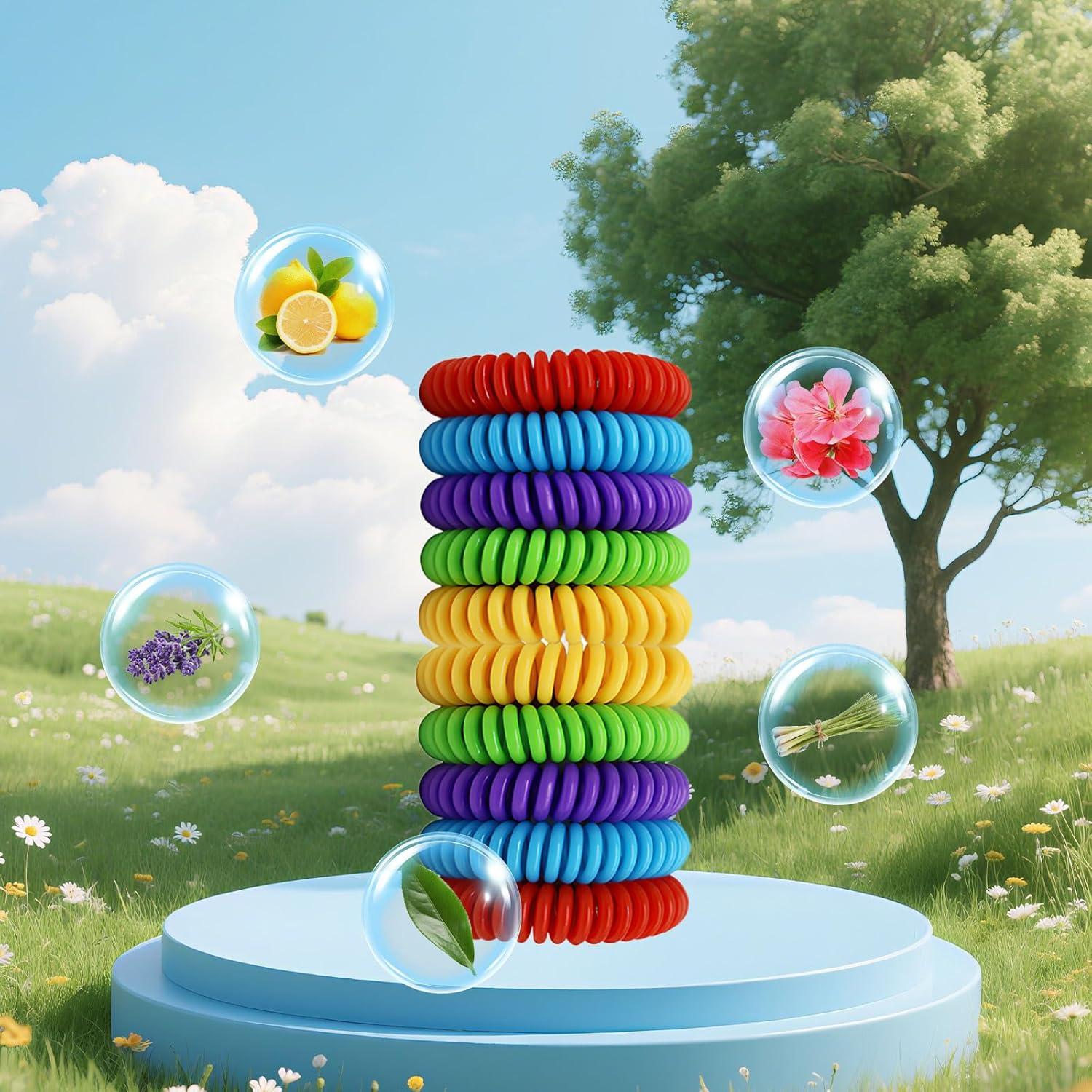 20Pcs Mosquito Bracelet, Deet Free Mosquito Bands, All-Natural Waterproof Repellent Wristbands, Suitable for Adults and Children, Indoor and Outdoor Camping, Travel, Swimming and Fishing image number 3