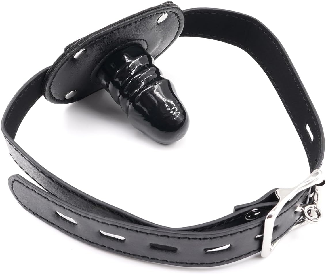 Realistic Silicone Dildo Gag for Bondage Restraints - Silicone Sex Toy Penis Gag for SM Games - SM Gag Muzzles - BDSM Restraints Bondage Gag for Sex Games image number 3