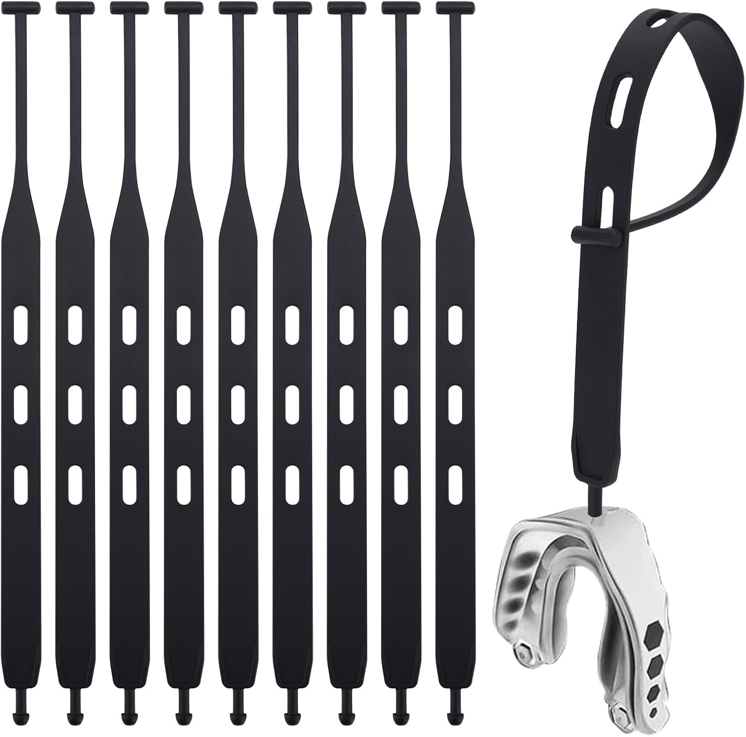 10Pcs Football Mouth Guard Tether Only, Universal Rugby Mouth Guard Replacement Strap Football Mouthpiece Strap for Youth Sports Boxing Hockey Basketball Rugby MMA for Most Mouthguards image number 1