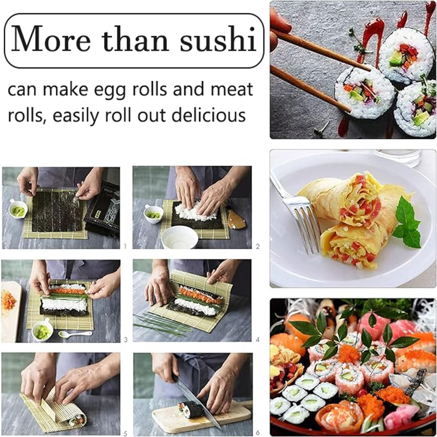 Sushi Making Kit, Sushi Roller Machine Mold, DIY Sushi Maker Tool with Bamboo Sushi Mats, Sushi Maker Roller, Plastic Sushi Bazooka, Rice Vegetable Meat Rolling, Onigiri Roller for Beginners image number 1