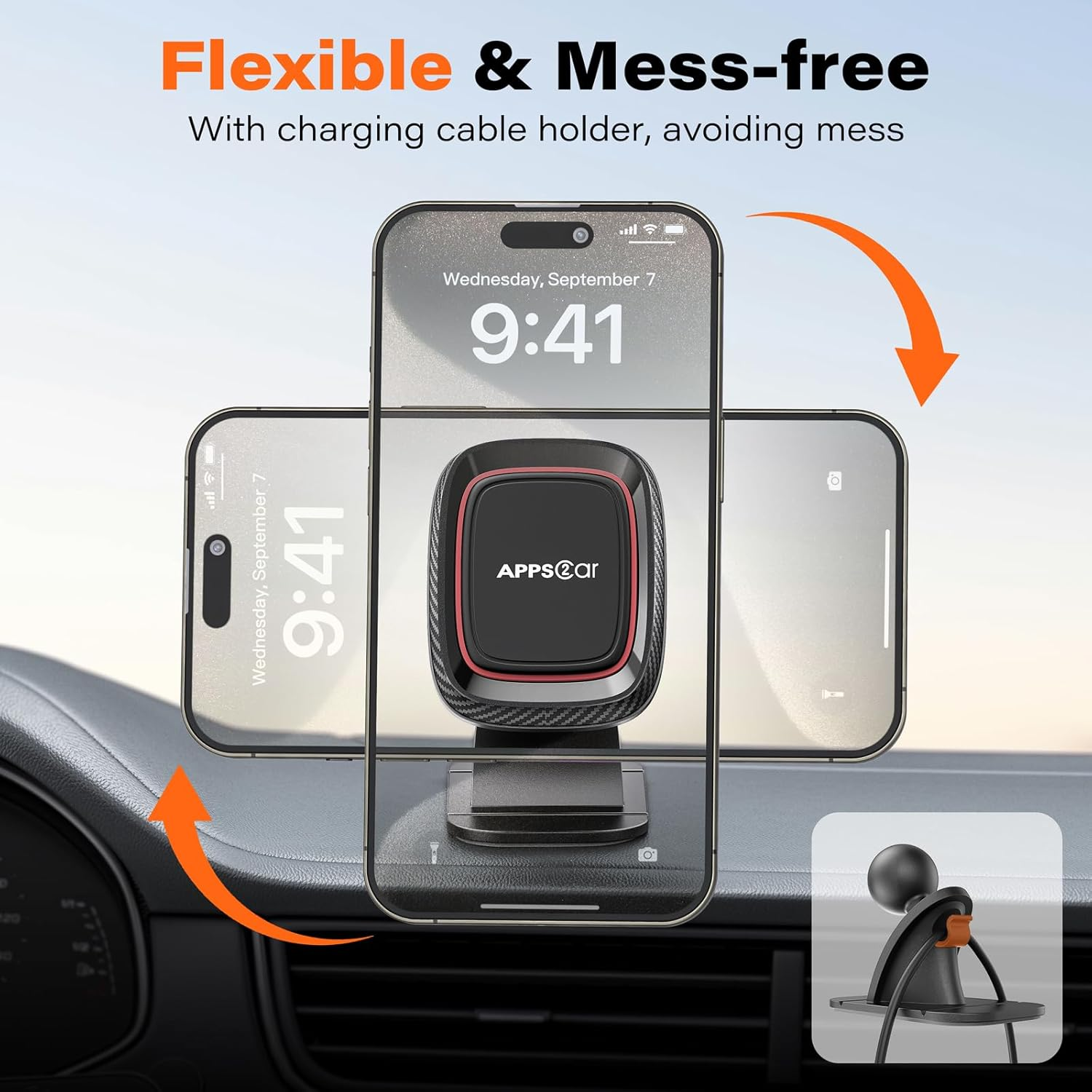 Apps2Car [2 Pack] Magnetic Phone Car Mount, Magnet Phone Holder for Car Built-In Strong Magnets (Black-Double) image number 4