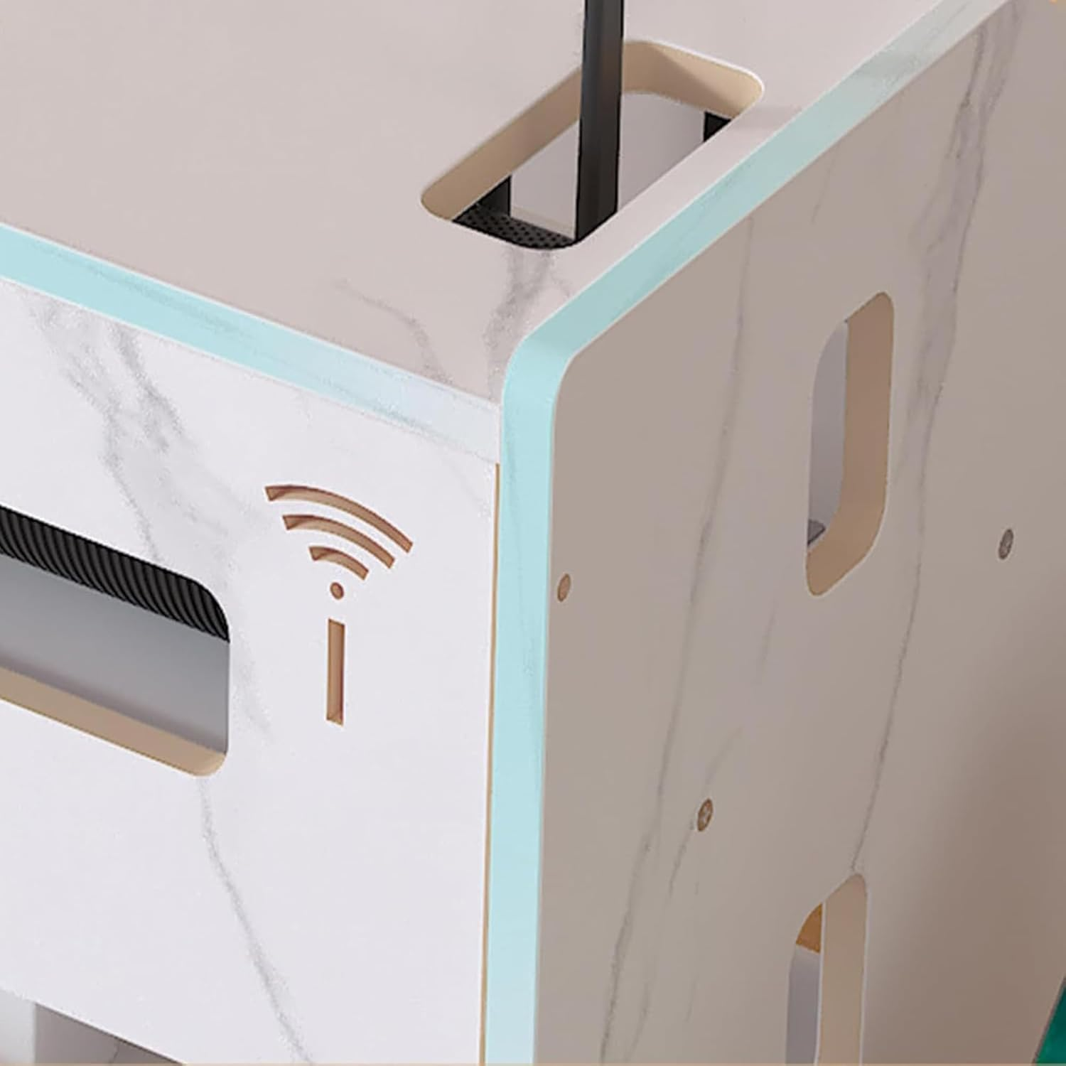 Catekro WIFI Router Storage Box, Wifi Cabinet to Hide Router and Modem, Router Cover Decorative Box for Office and Home (White) - 273-Brown image number 6